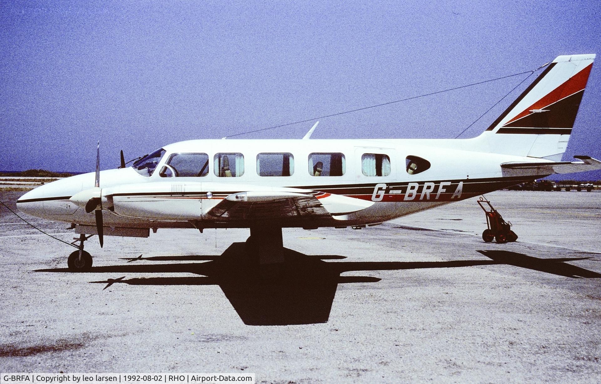 G-BRFA, 1978 Piper PA-31-350 Chieftain C/N 31-7852154, Rhodos 2.8.1992