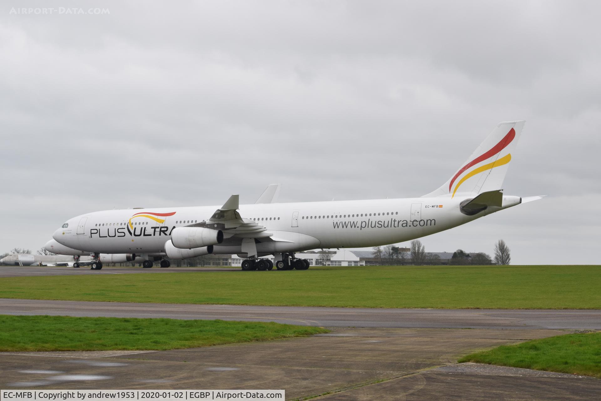 EC-MFB, 1998 Airbus A340-313 C/N 215, Ec-MFB at Cotswold Airport.