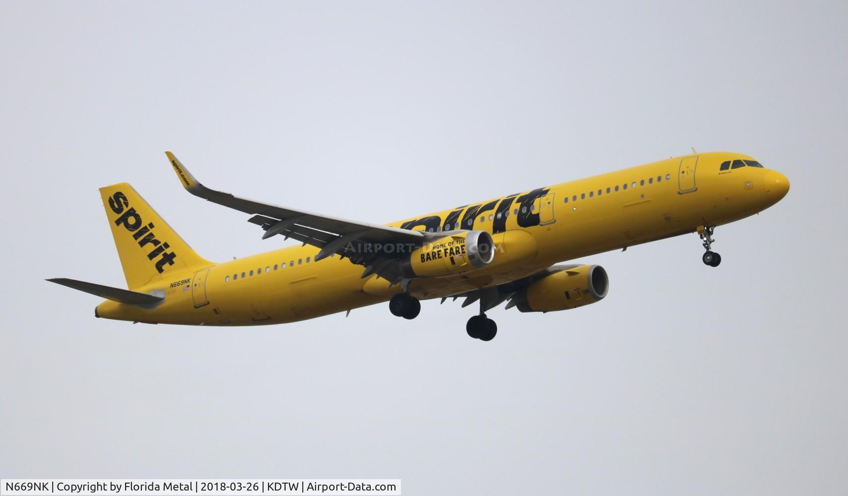 N669NK, 2016 Airbus A321-231 C/N 7296, DTW 2018