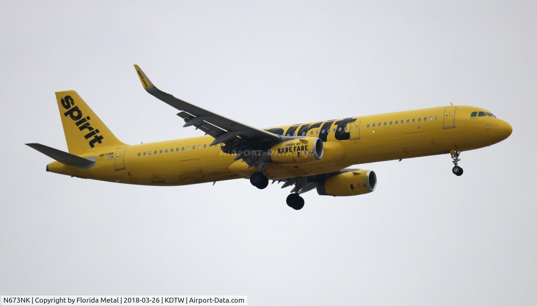 N673NK, 2017 Airbus A321-231SL C/N 7395, DTW 2018