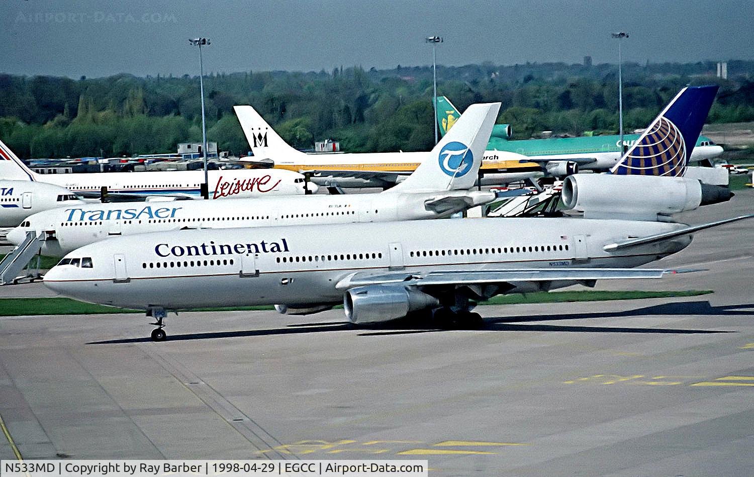 N533MD, 1973 Douglas DC-10-30 C/N 46553, N533MD   Douglas DC-10-30 [46553] (Continental Airlines) Manchester-Ringway~G @ 29/04/1998
