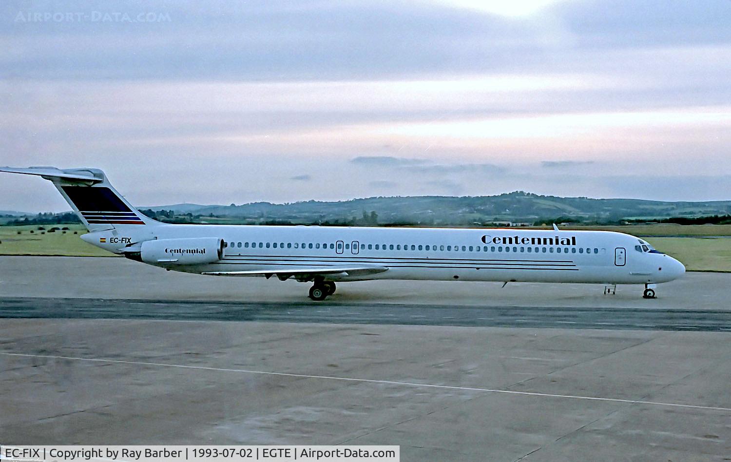 EC-FIX, 1986 McDonnell Douglas MD-83 C/N 43396-1305, EC-FIX   McDonnell Douglas MD-83 [43396] (Centennial Airlines) Exeter~G 02/07/1993
