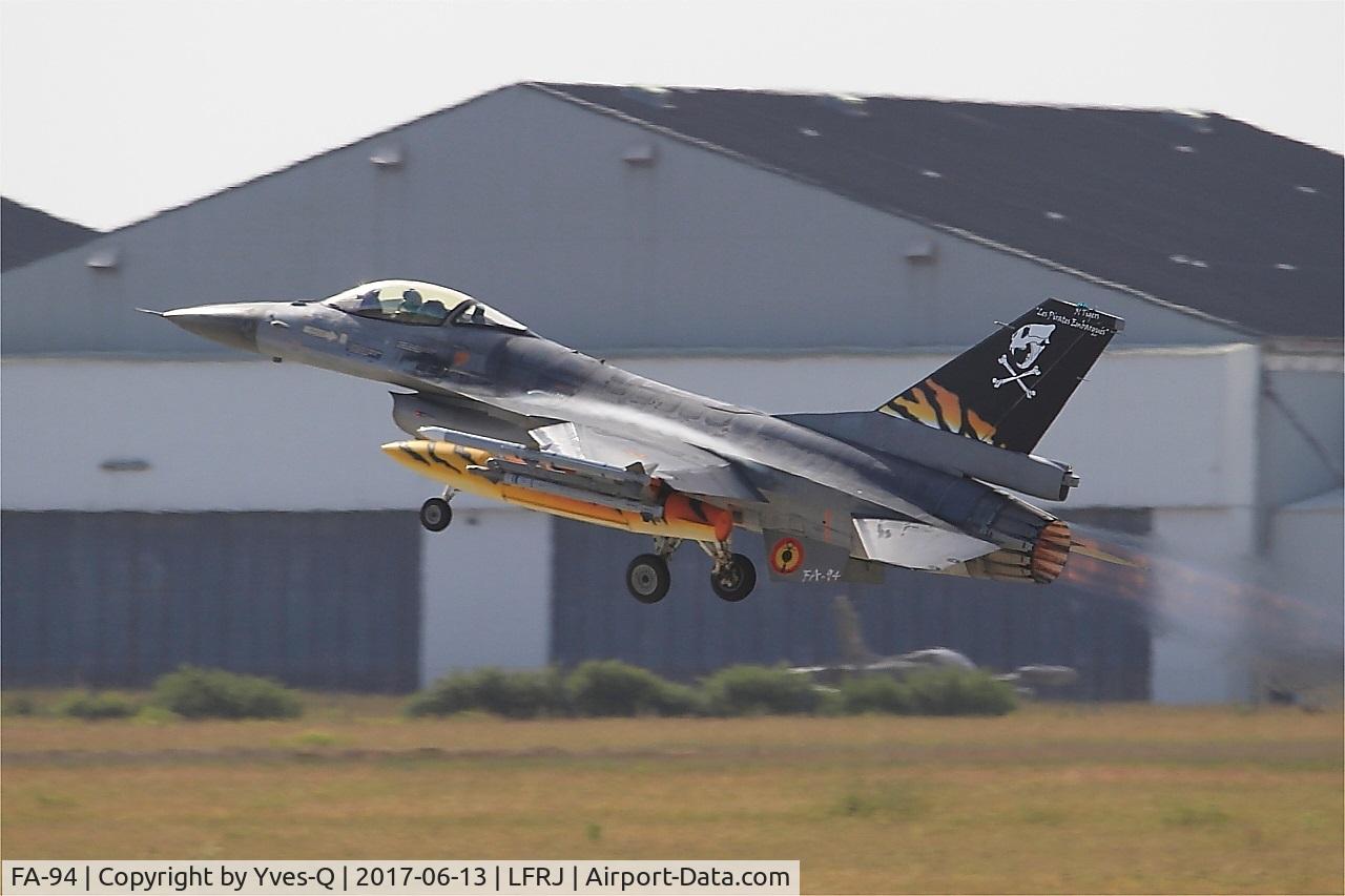 FA-94, SABCA F-16AM Fighting Falcon C/N 6H-94, SABCA F-16AM Fighting Falcon, Take off rwy 08, Landivisiau Naval Air Base (LFRJ) Tiger Meet 2017