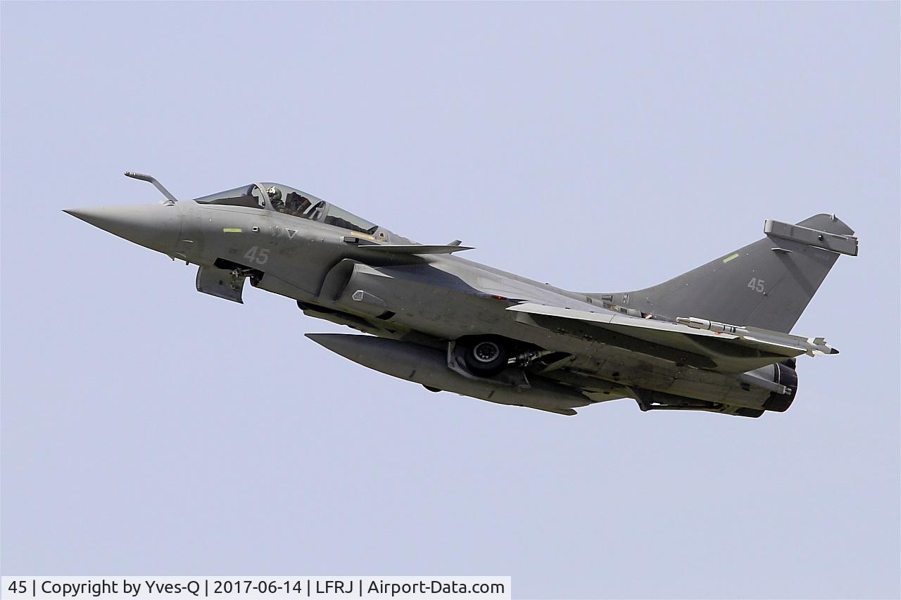 45, 2015 Dassault Rafale M C/N 45, Dassault Rafale M, Take off rwy 26, Landivisiau Naval Air Base (LFRJ) Tiger Meet 2017