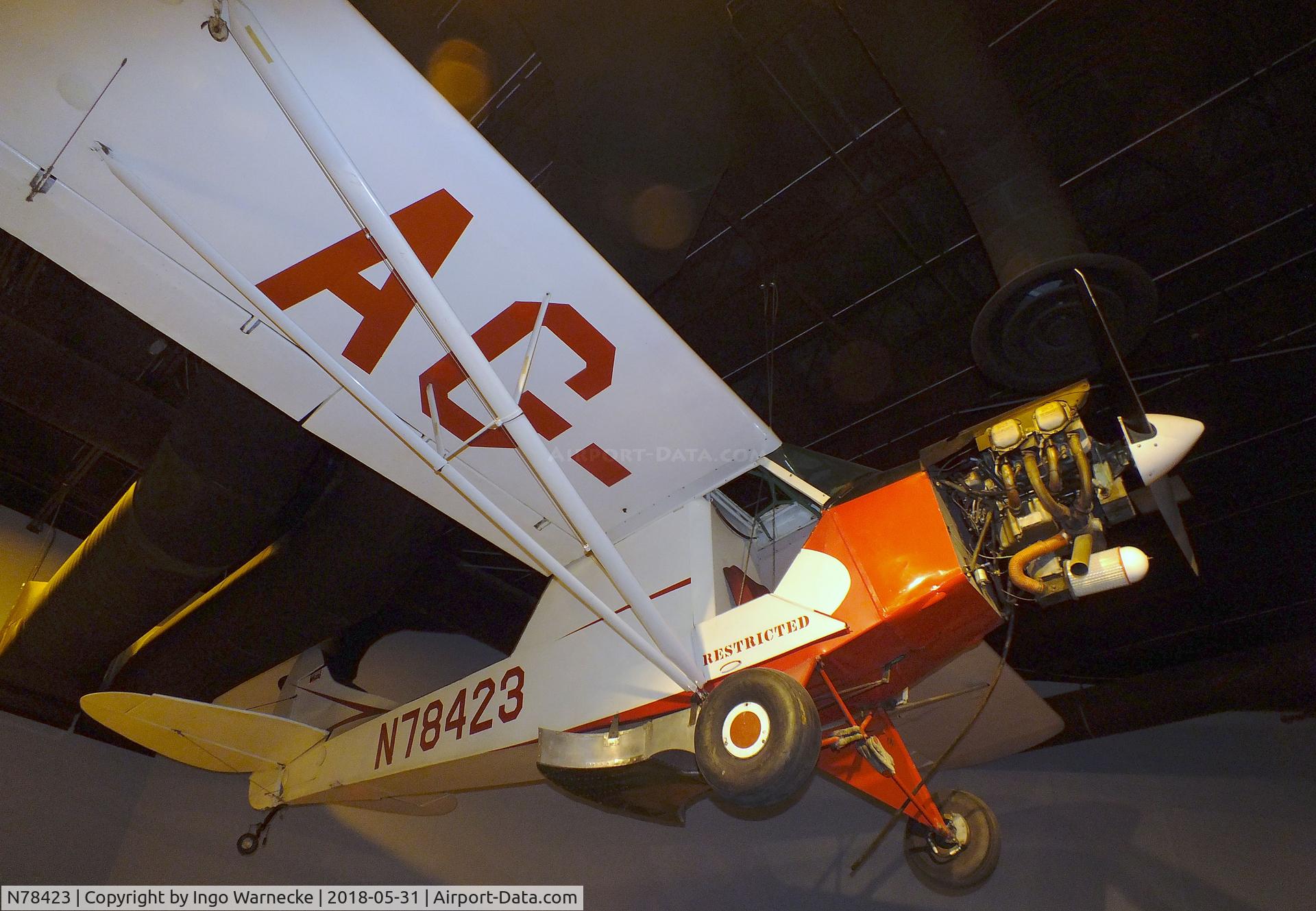 N78423, 1947 Piper J3C-65 Cub C/N 23164, Piper J3C-65 Cub, converted to single-seat ag-aircraft at the Mississippi Agriculture & Forestry Museum, Jackson MS