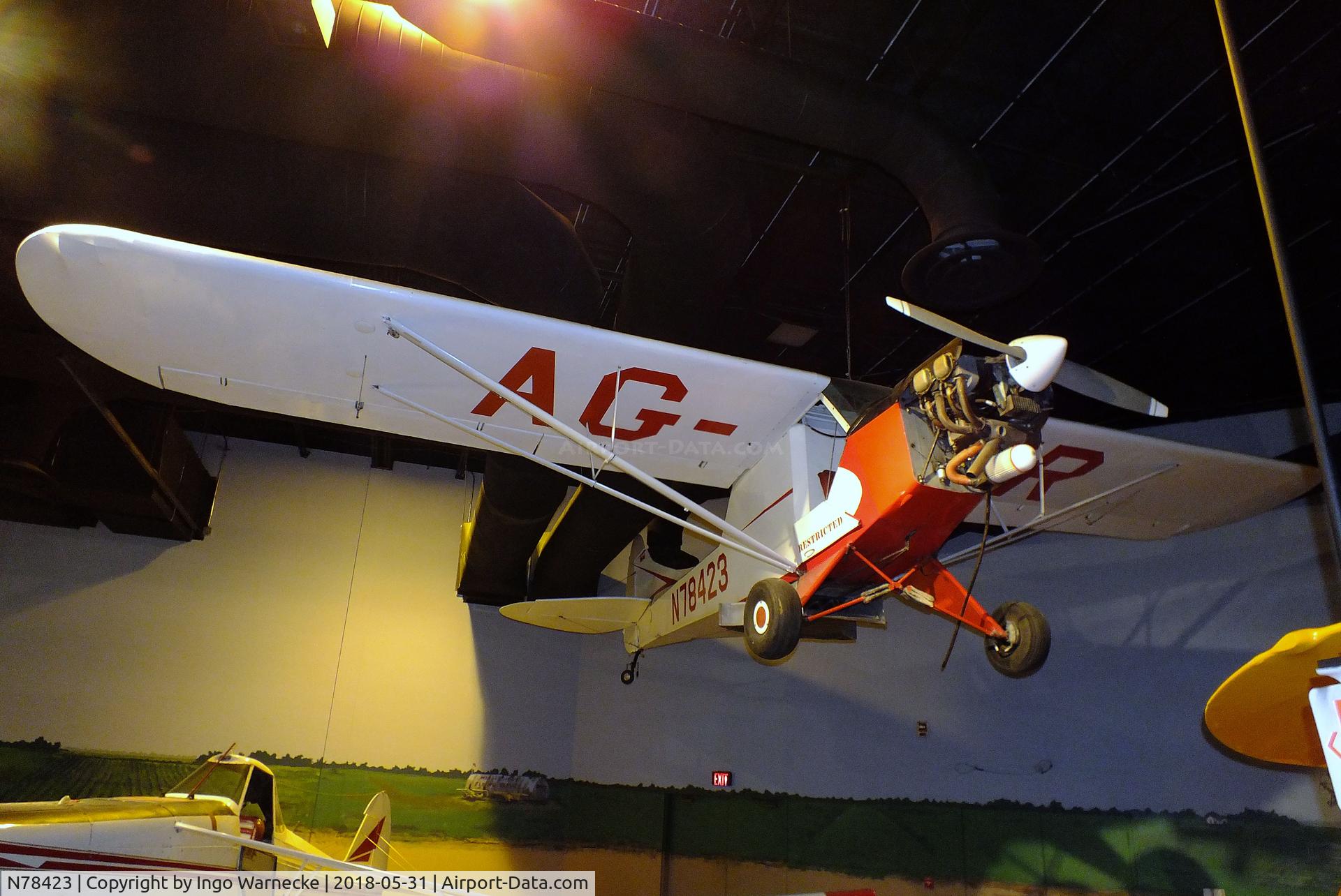 N78423, 1947 Piper J3C-65 Cub C/N 23164, Piper J3C-65 Cub, converted to single-seat ag-aircraft at the Mississippi Agriculture & Forestry Museum, Jackson MS