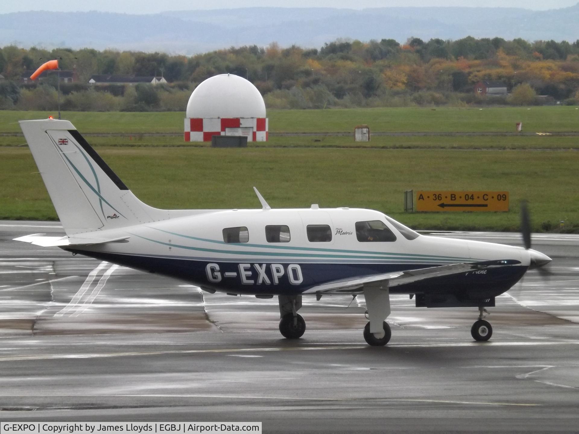 G-EXPO, 2010 Piper PA-46R-350T Malibu Matrix C/N 46-92138, Just about to Dep RW 27 at Gloucestershire Airport.