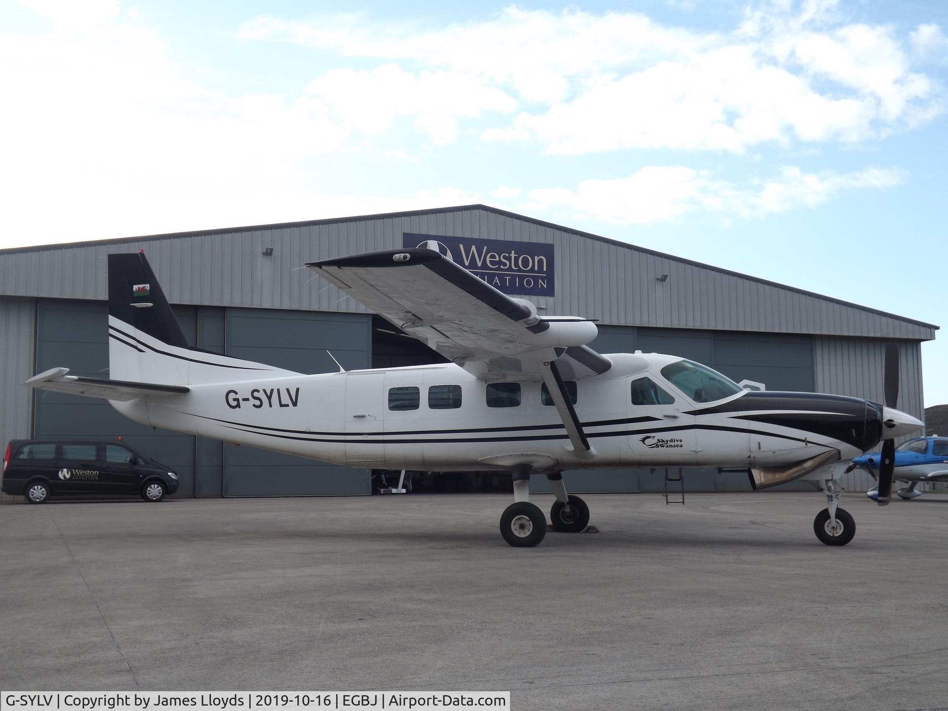 G-SYLV, 2002 Cessna 208B  Grand Caravan C/N 208B0936, Parked up at  Gloucestershire Airport.