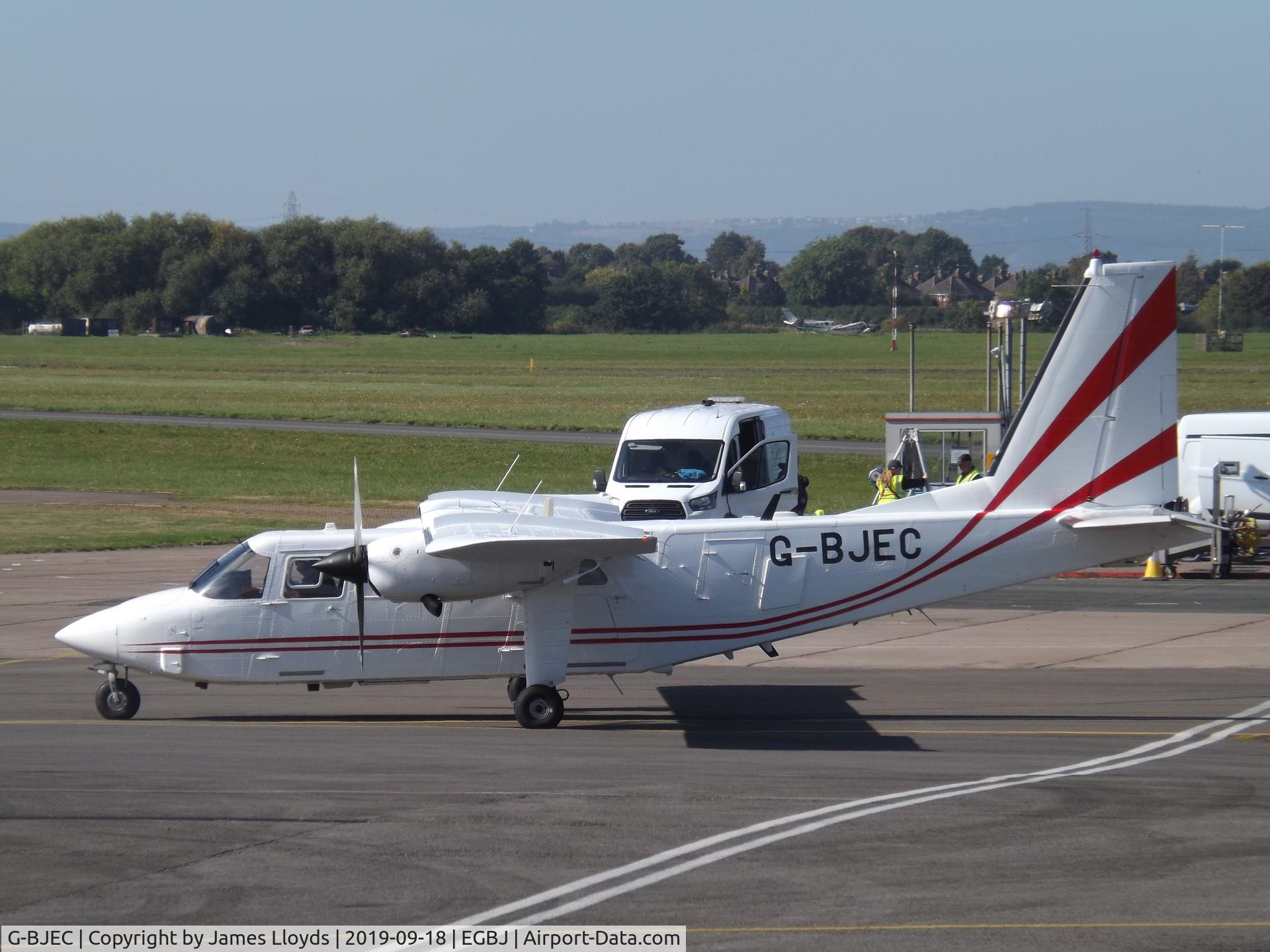 G-BJEC, 1981 Pilatus Britten-Norman BN-2T Islander C/N 2118, Taxing in at Gloucestershire Airport.