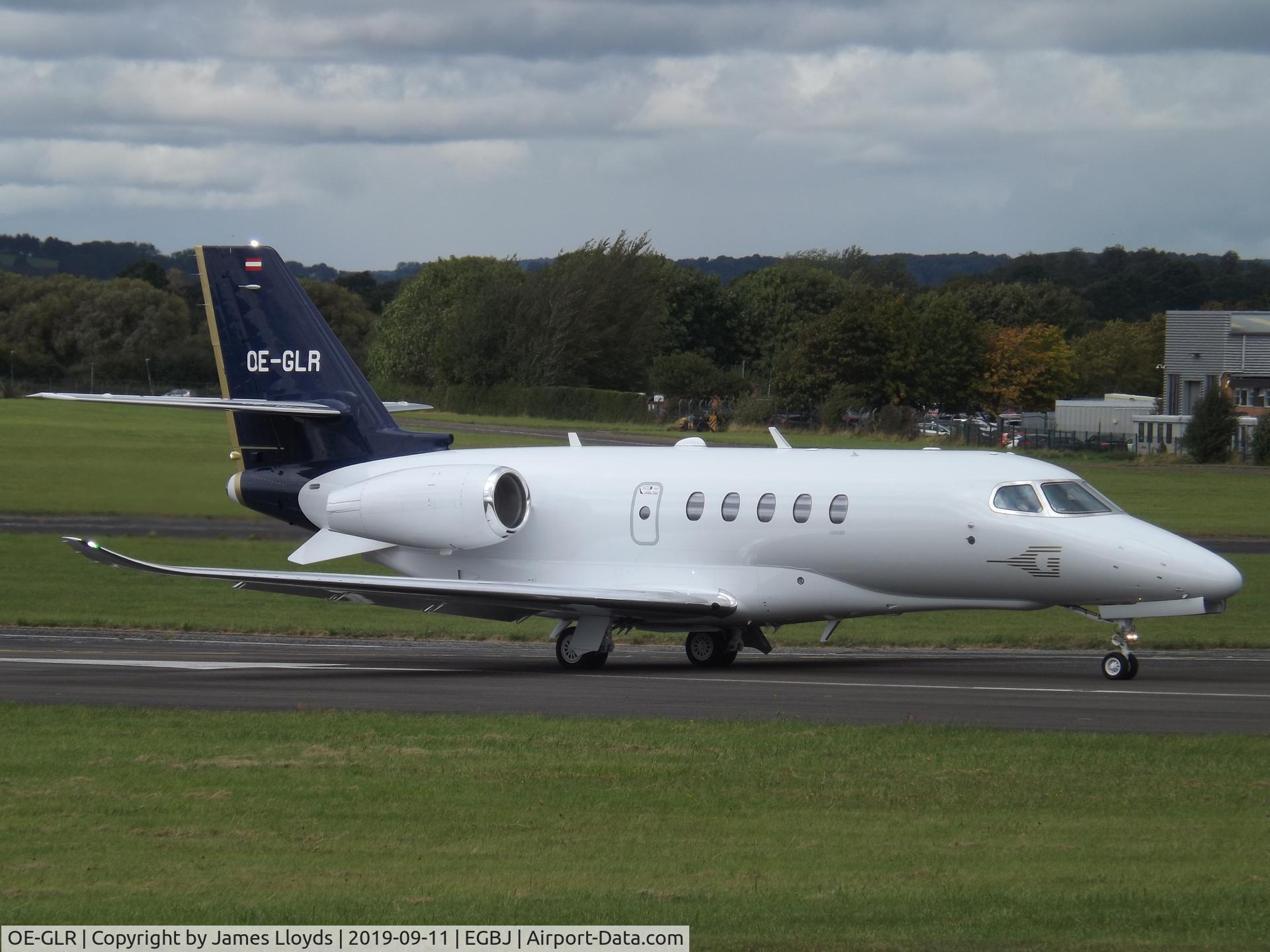 OE-GLR, 2019 Cessna 680A Citation Latitude C/N 680A-0203, Back Tracking RW 27 at Gloucestershire Airport.