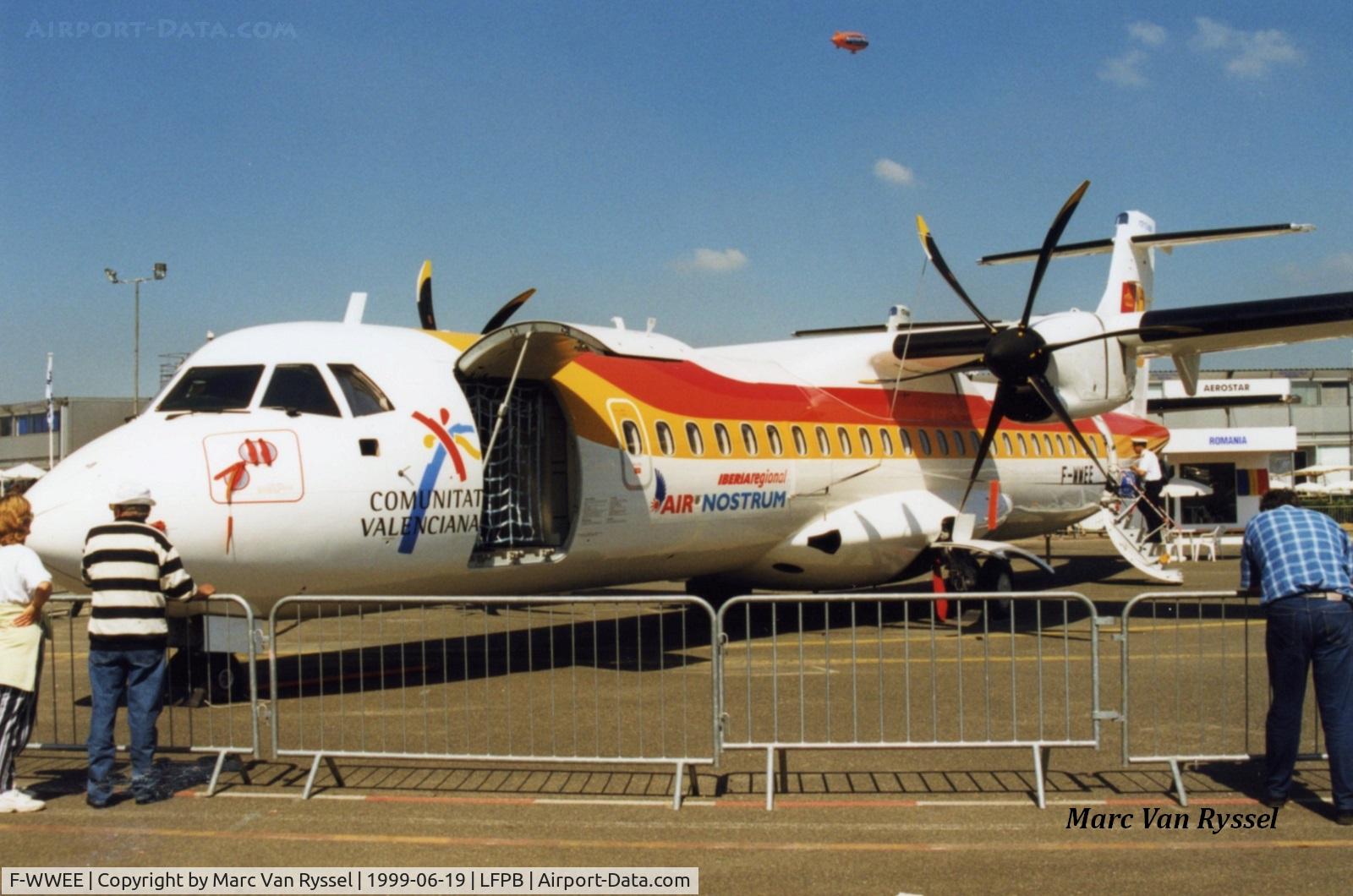 F-WWEE, 1998 ATR 72-212A C/N 565, F-WWEE at Paris Air Show 1999, became EC-HEJ.