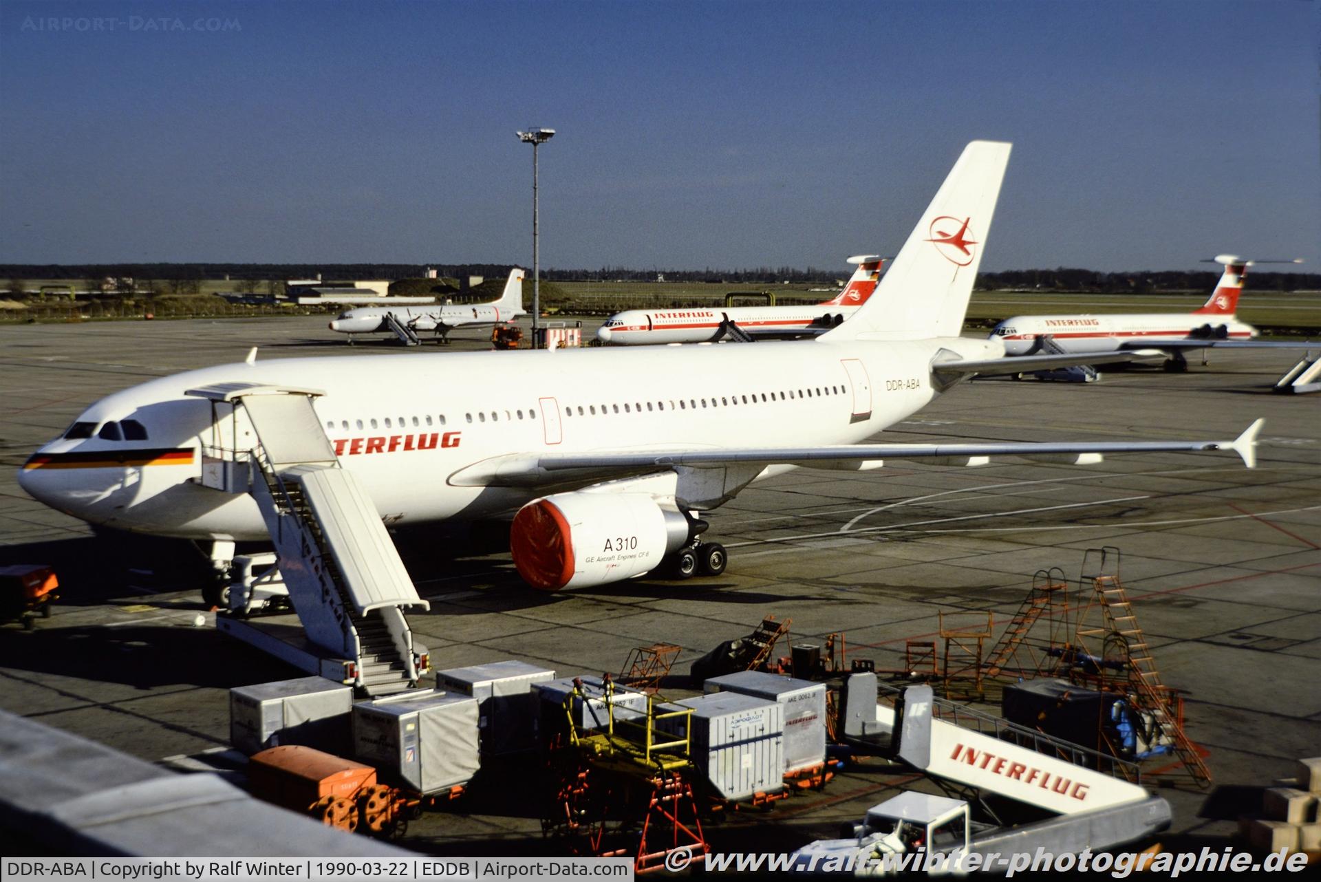 DDR-ABA, 1989 Airbus A310-304 C/N 498, Airbus A310-304 - IF IFL Interflug - 498 - DDR-ABA - 22.03.1990 - SXF