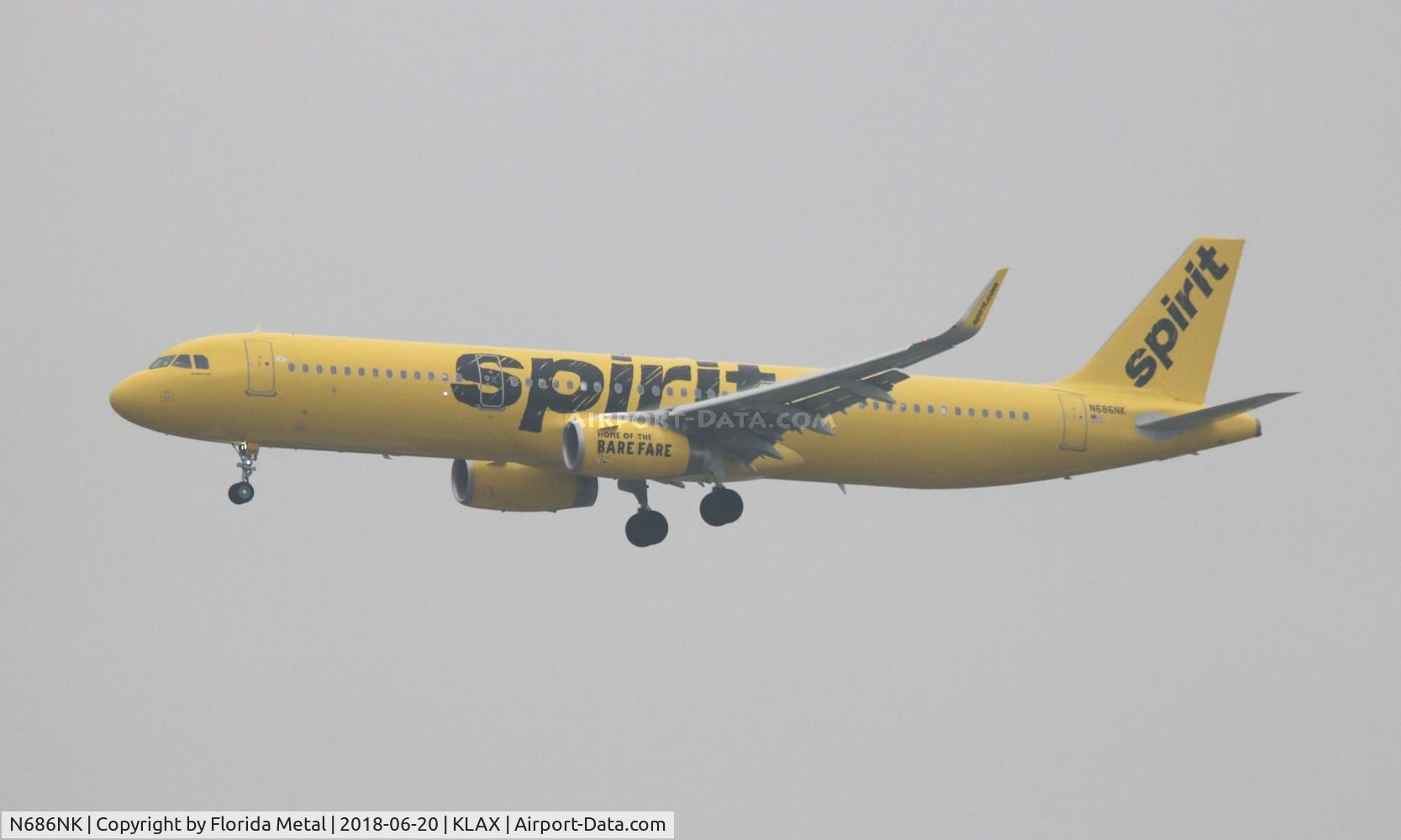 N686NK, 2018 Airbus A321-231 C/N 8141, LAX 2018