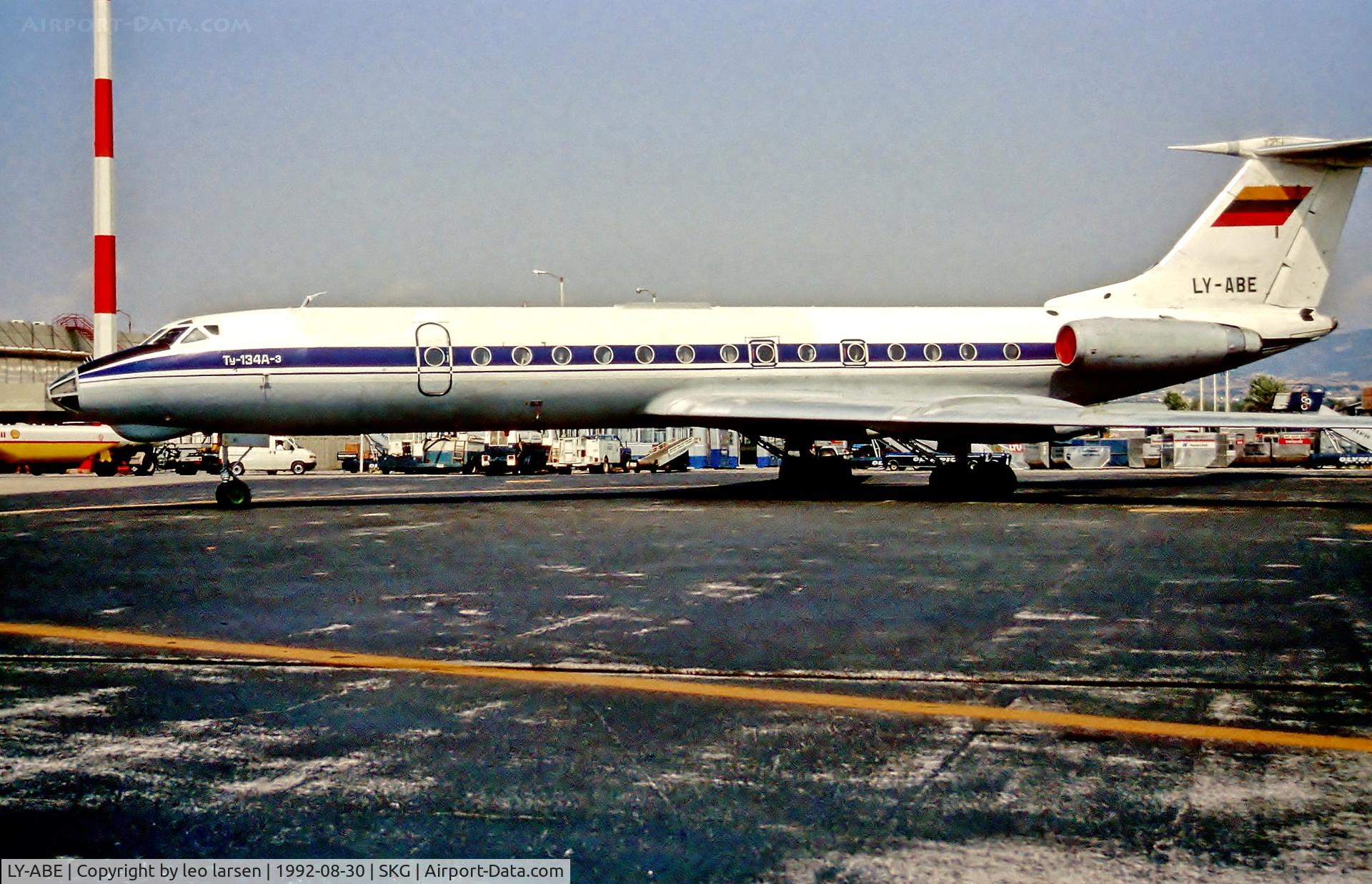 LY-ABE, 1977 Tupolev Tu-134A C/N 60076, Thessaloniki 31.8.1992