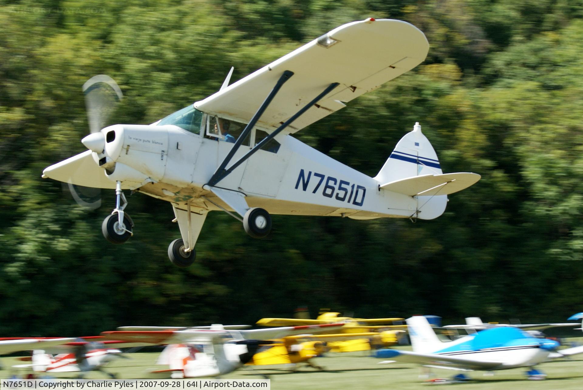 N7651D, 1957 Piper PA-22-150 Tri-Pacer C/N 22-5360, Lee Bottom