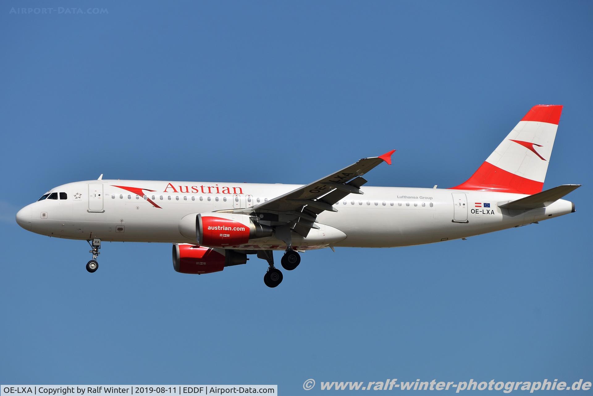 OE-LXA, 2007 Airbus A320-216 C/N 3295, Airbus A320-216 - OS AUA Austrian Airlines - 3295 - OE-LXA - 11.08.2019 - FRA