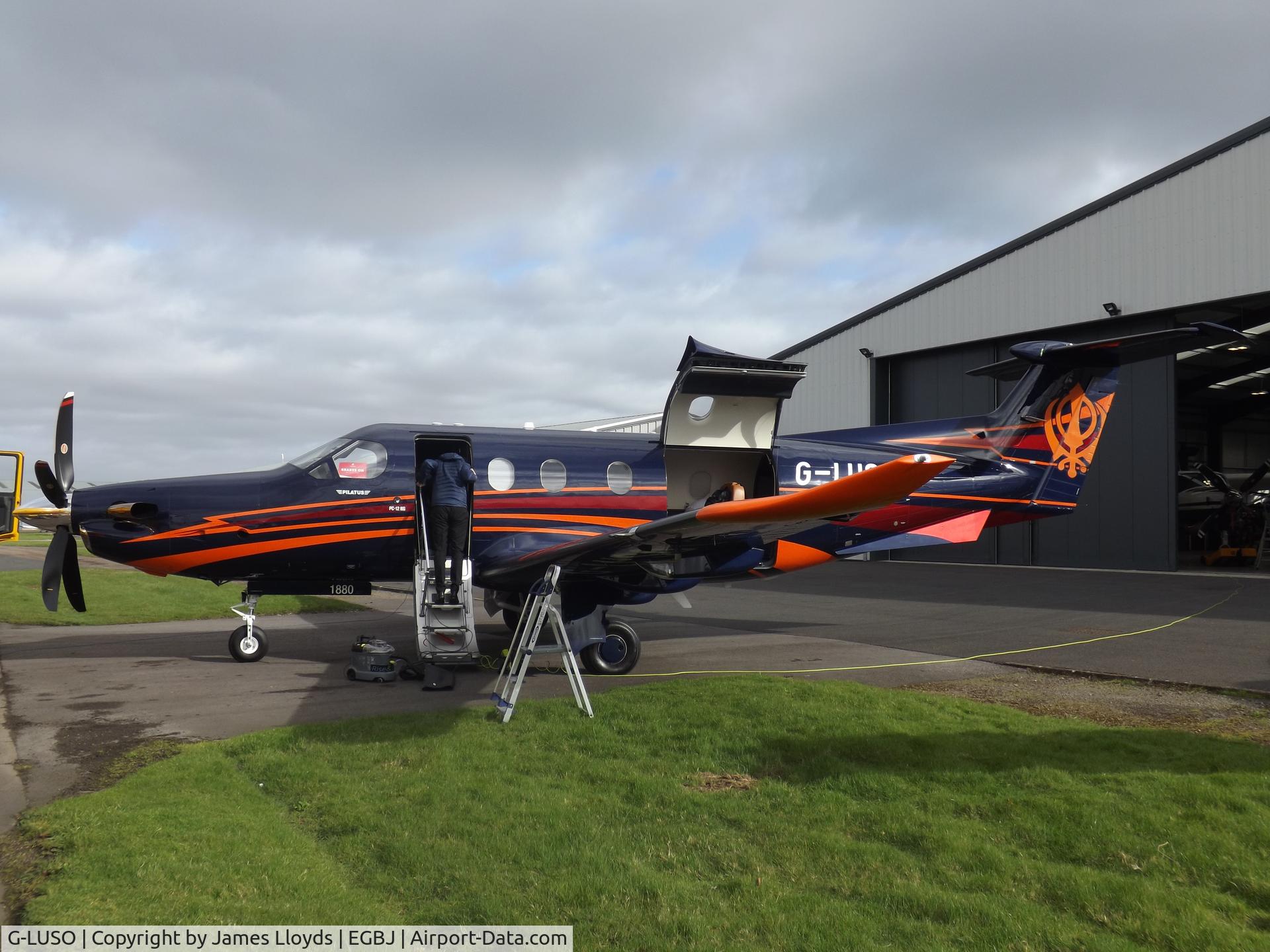 G-LUSO, 2019 Pilatus PC-12/47E C/N 1880, Parked at her home base at Gloucestershire Airport.
