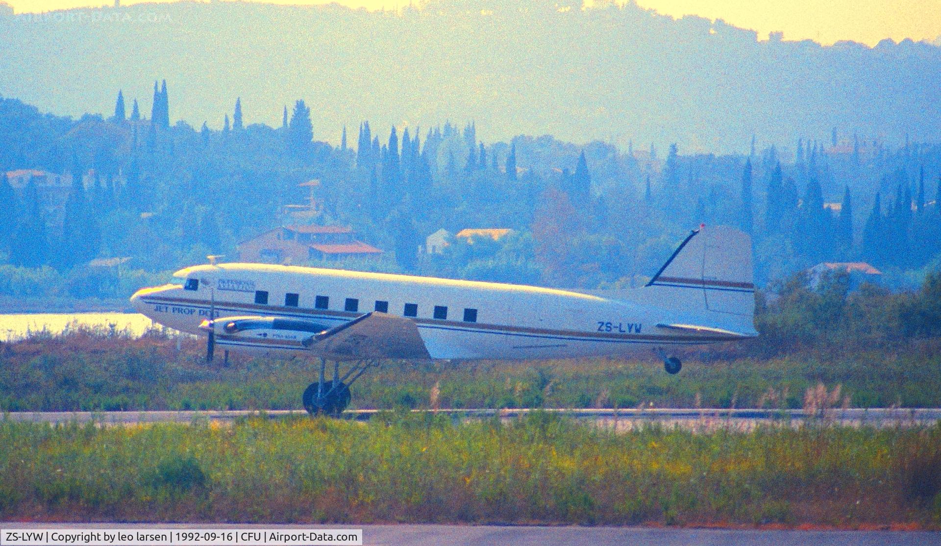 ZS-LYW, 1944 Douglas DC-3-65TP (C-47B-1-DK) C/N 14357/25802, Corfu 16.9.1992