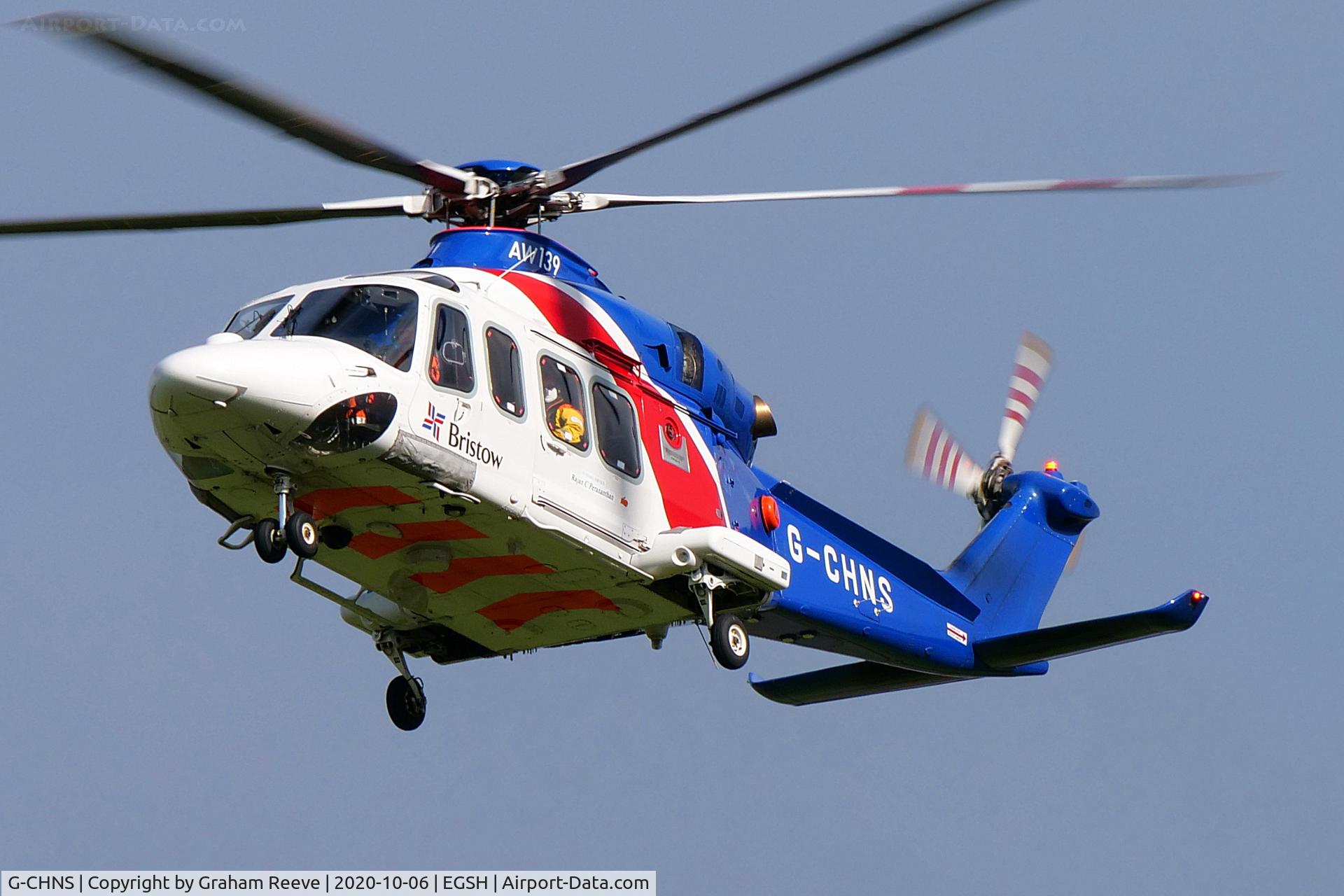G-CHNS, 2012 AgustaWestland AW-139 C/N 31465, On approach to Norwich.