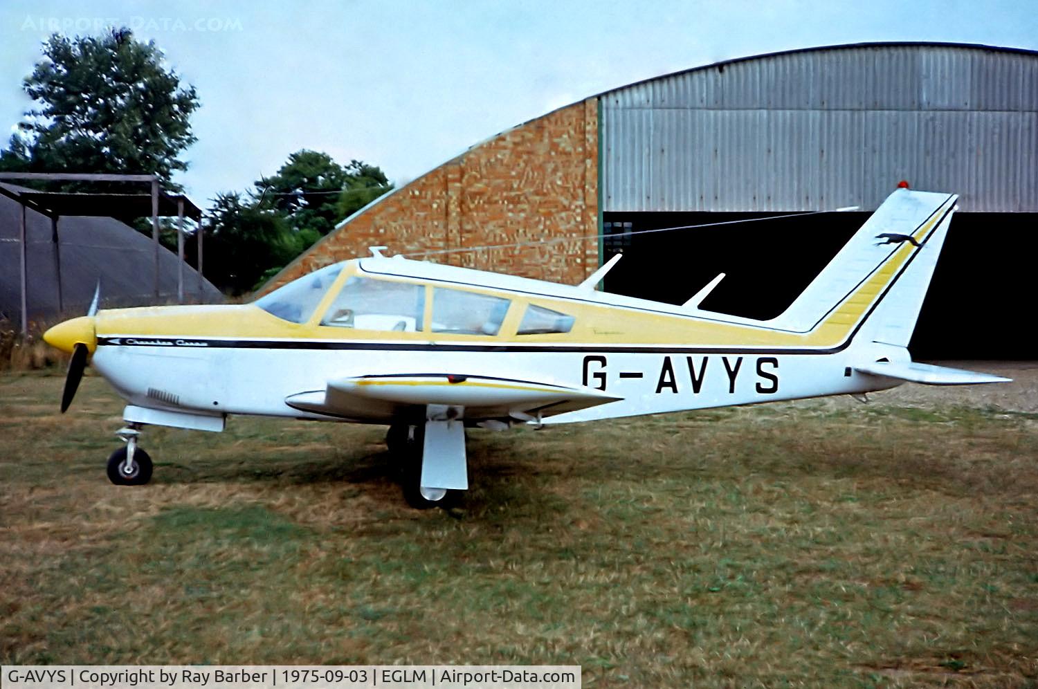 G-AVYS, 1968 Piper PA-28R-180 Cherokee Arrow C/N 28R-30456, G-AVYS   Piper PA-28R-180 Cherokee Arrow [28R-30456] White Waltham~G 03/09/1975