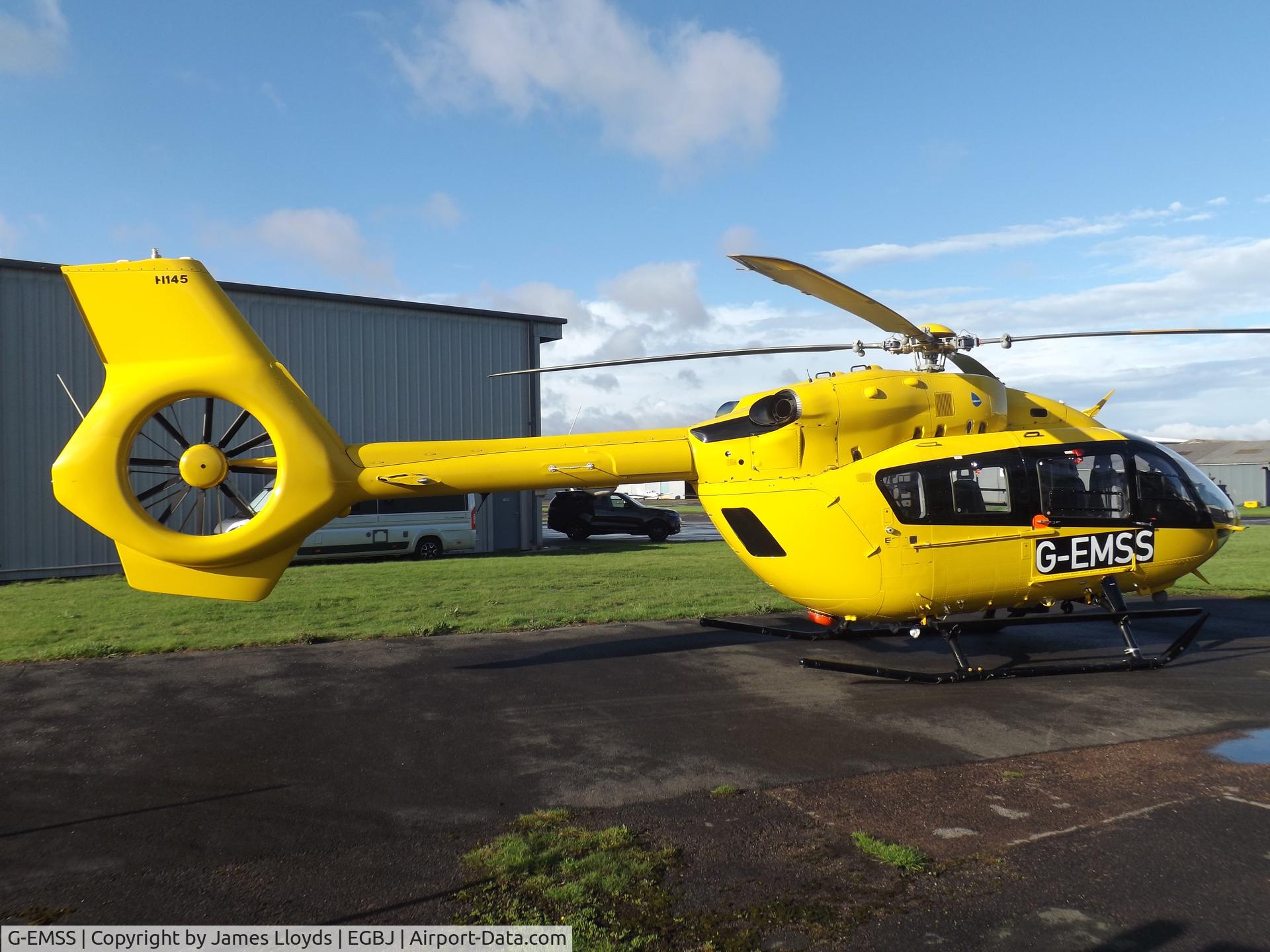 G-EMSS, 2018 Airbus Helicopters EC-145T-2 (BK-117D-2) C/N 20217, Parked up at Gloucestershire Airport.