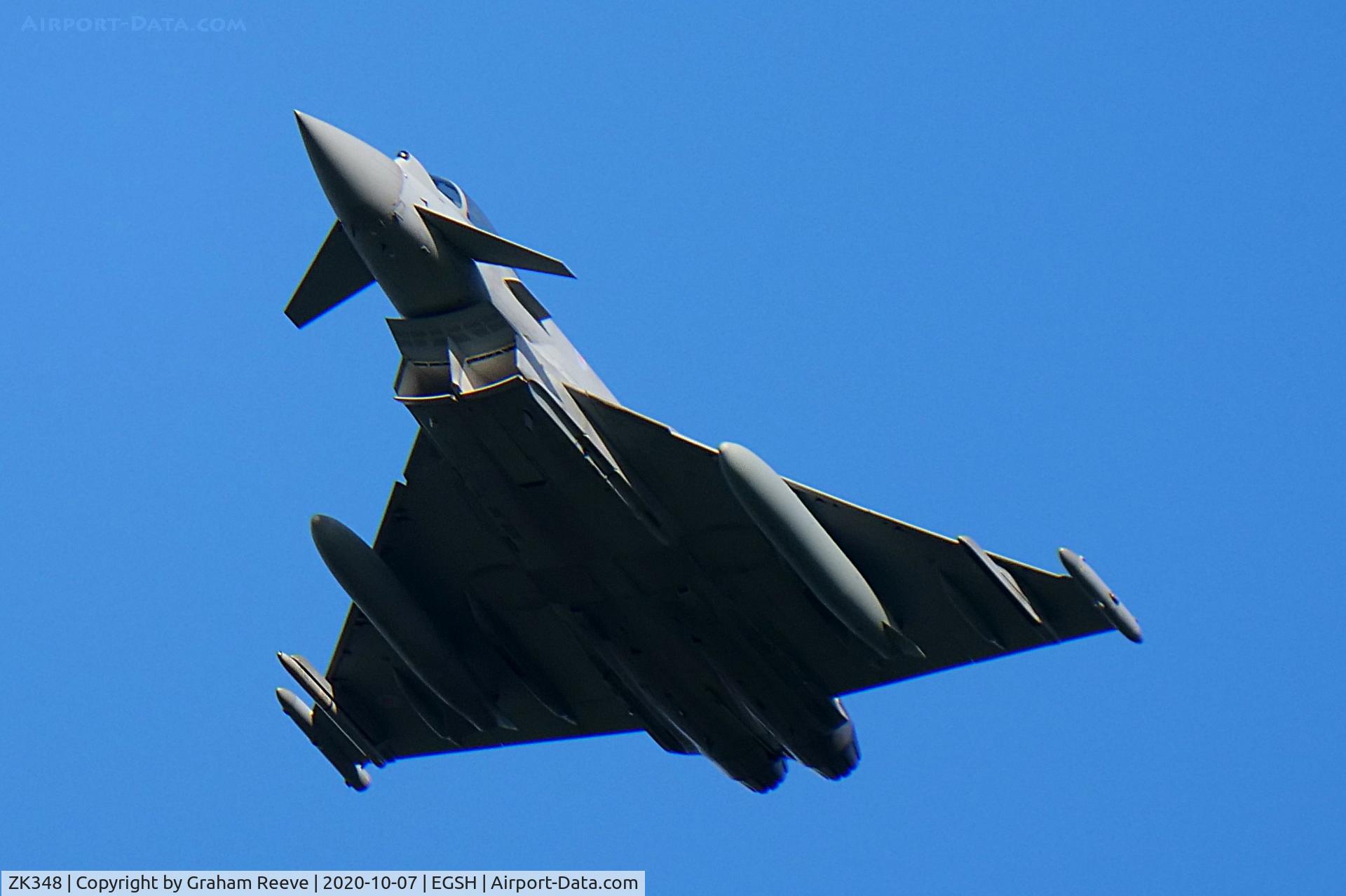 ZK348, Eurofighter EF-2000 Typhoon FGR.4 C/N BS109/396, On approach to Norwich.