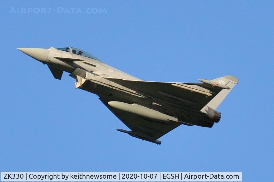 ZK330, 2011 Eurofighter EF-2000 Typhoon FGR.4 C/N BS091/340, One of 'triplex 33' low pass formation.