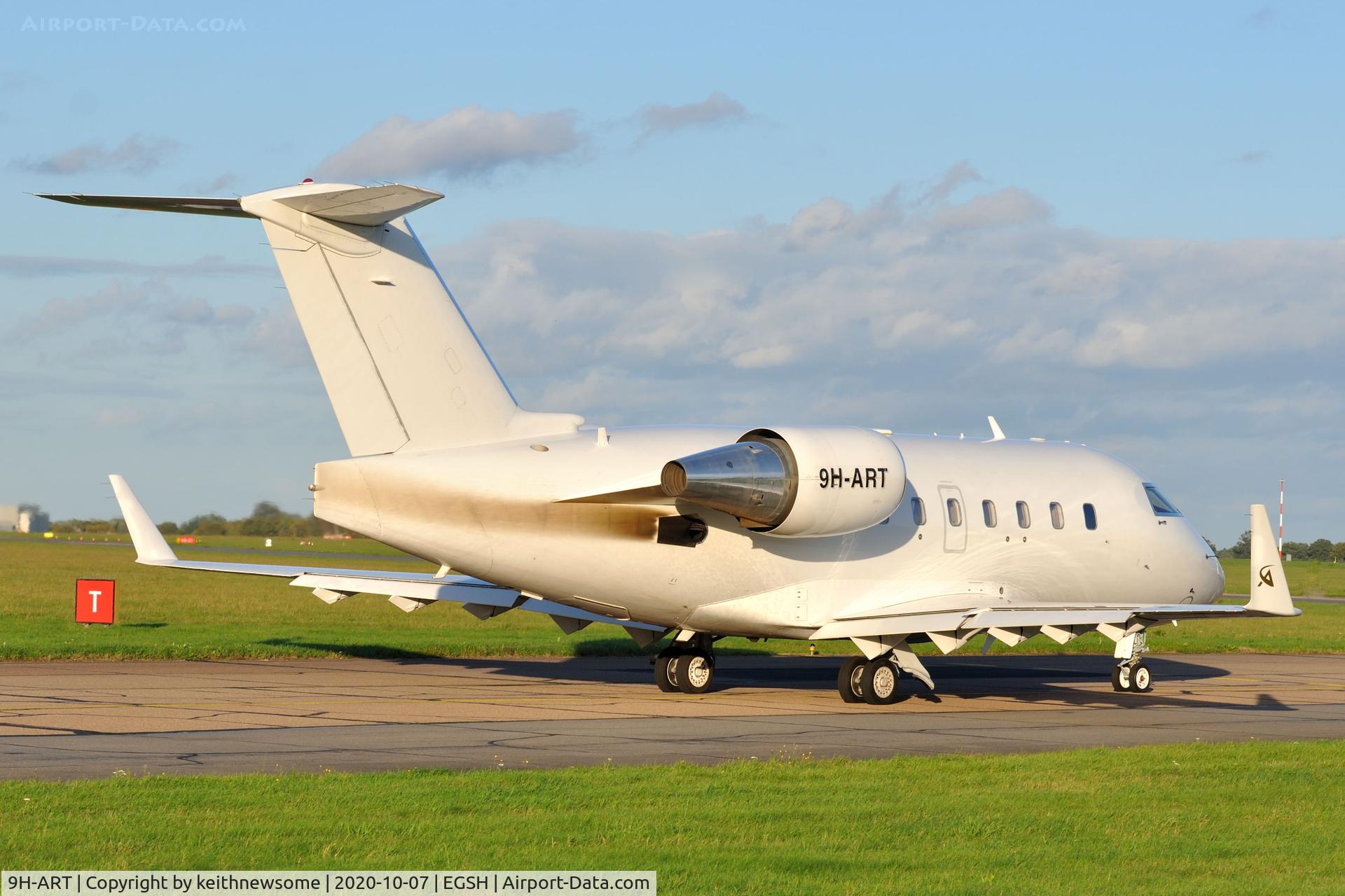9H-ART, 1993 Canadair Challenger 601-3A (CL-600-2B16) C/N 5125, Arriving at Norwich from Belfast.