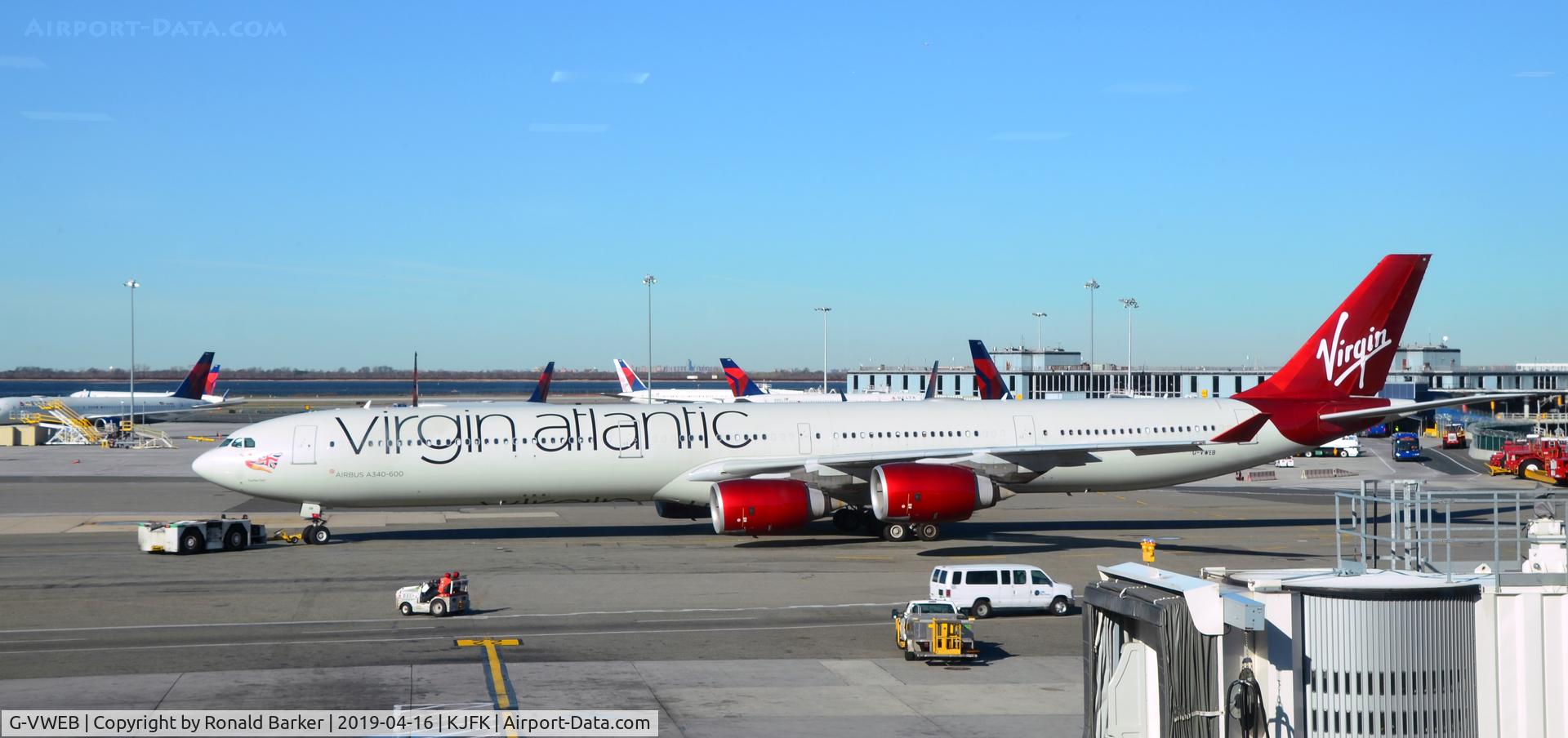 G-VWEB, 2006 Airbus A340-642 C/N 787, Pushback of Surfer Girl  JFK