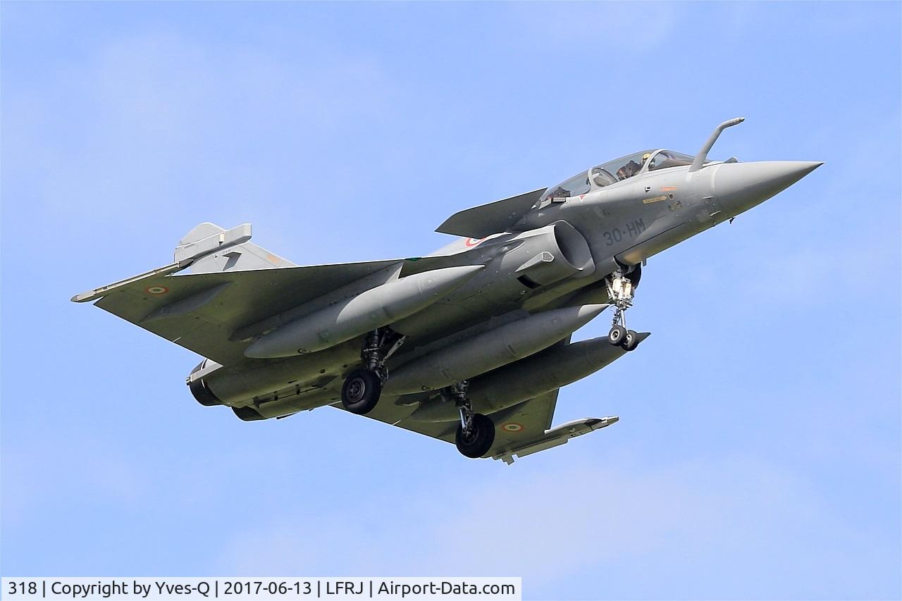 318, Dassault Rafale B C/N 318, Dassault Rafale M, Short approach rwy 08, Landivisiau naval air base (LFRJ) Tiger Meet 2017