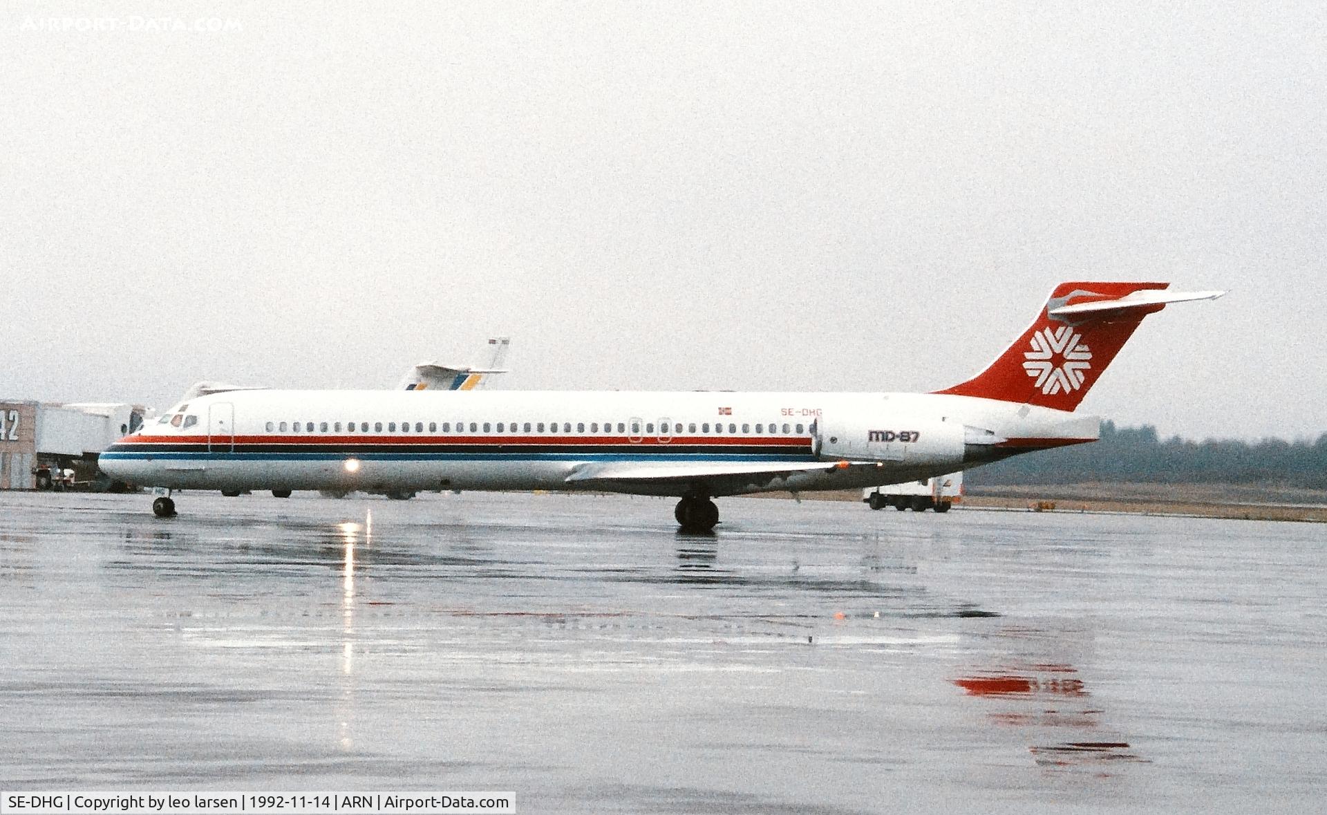 SE-DHG, 1988 McDonnell Douglas MD-87 (DC-9-87) C/N 49389, Arlanda 14.11.92