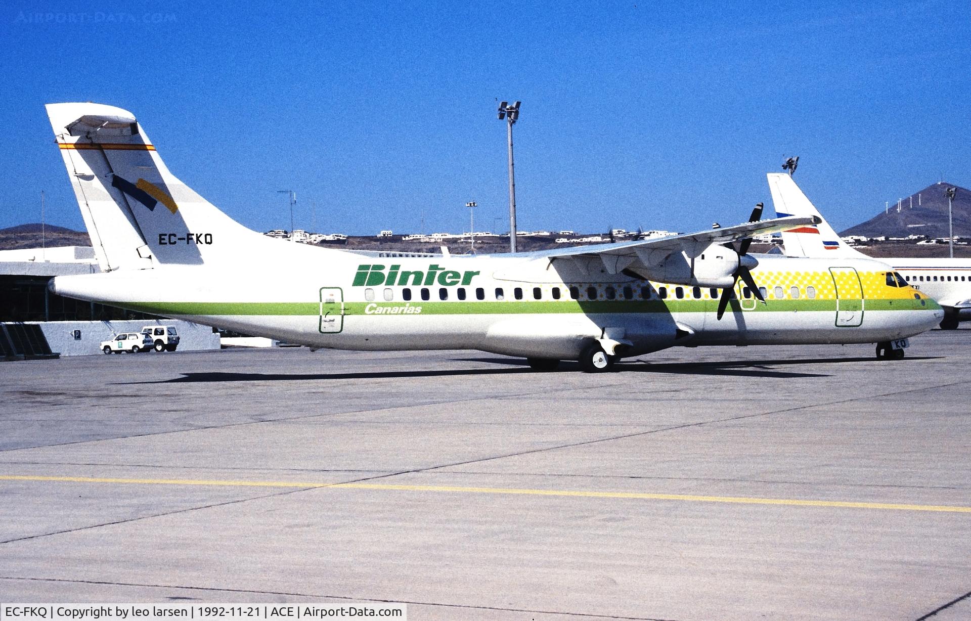EC-FKQ, 1991 ATR 72-201 C/N 276, Arrecife 21.11.1992