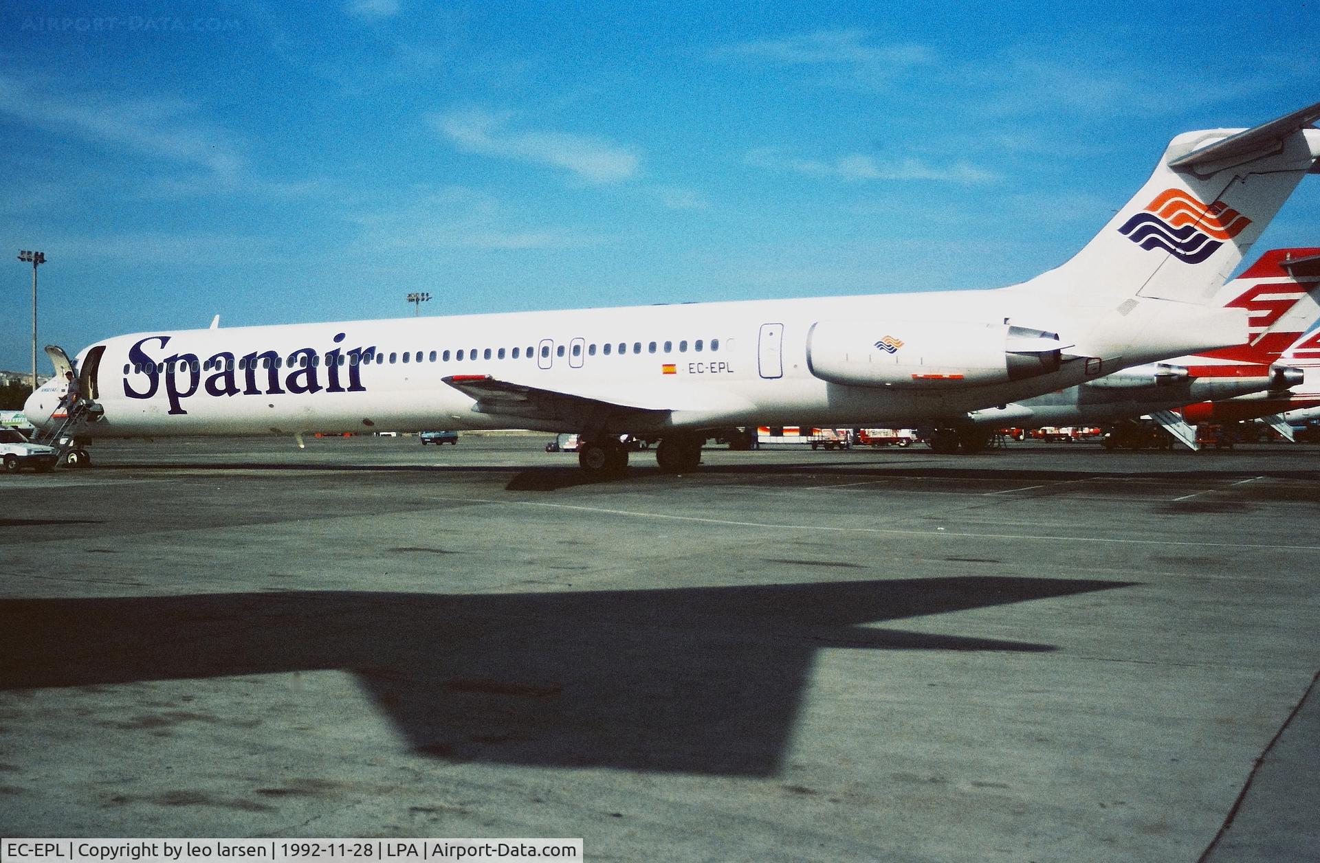 EC-EPL, 1989 McDonnell Douglas MD-83 (DC-9-83) C/N 49630, Las Palmas 28.11.1992