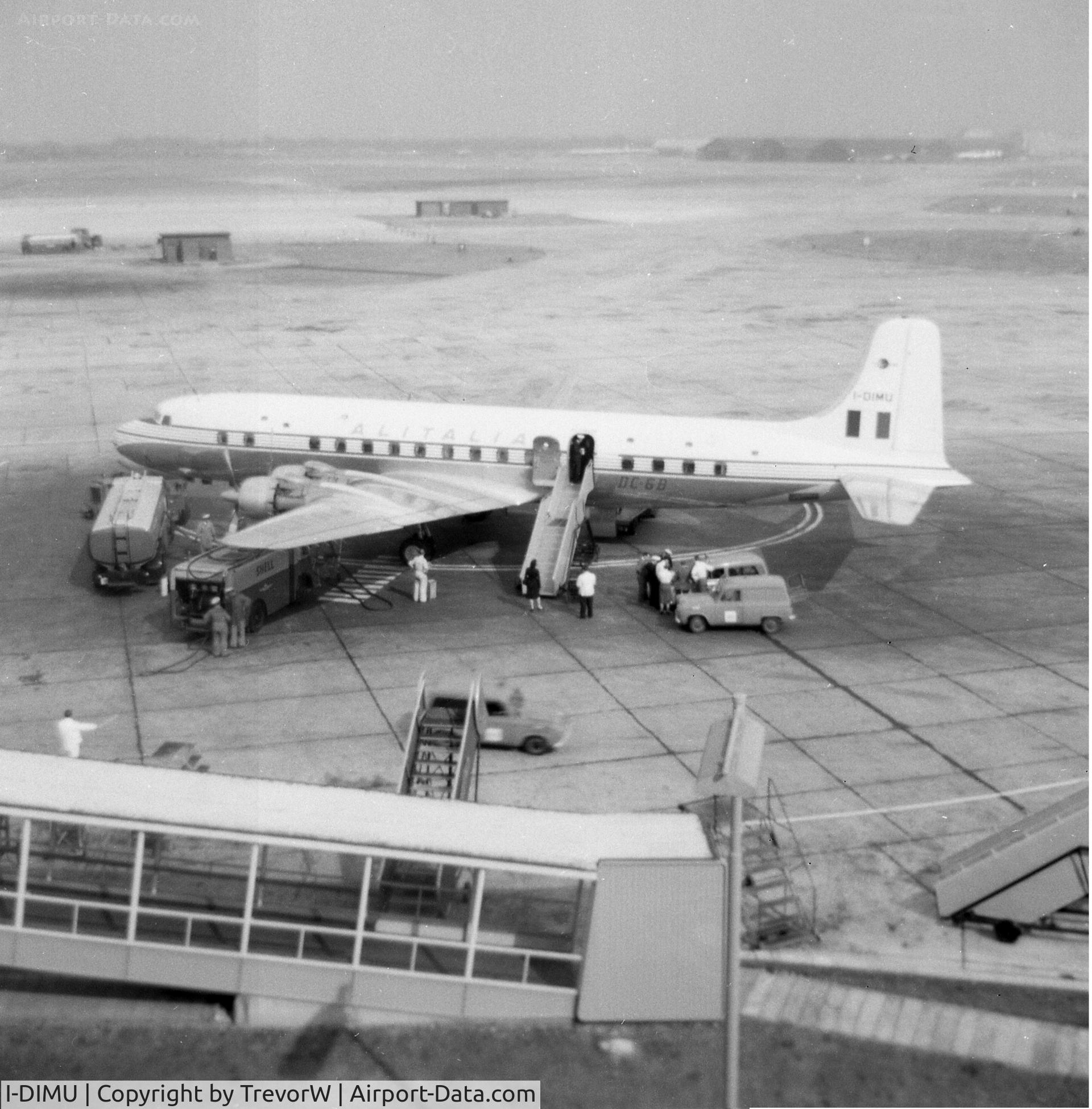 I-DIMU, 1955 Douglas DC-6B C/N 44888, At London (pre Heathrow) Airport ca 1957