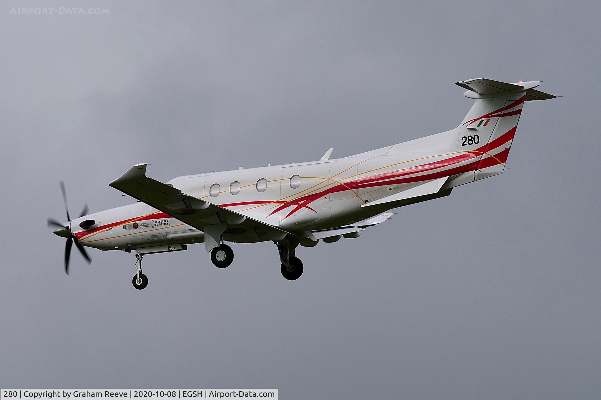 280, 2019 Pilatus PC-12/47E C/N 1898, Landing at Norwich.