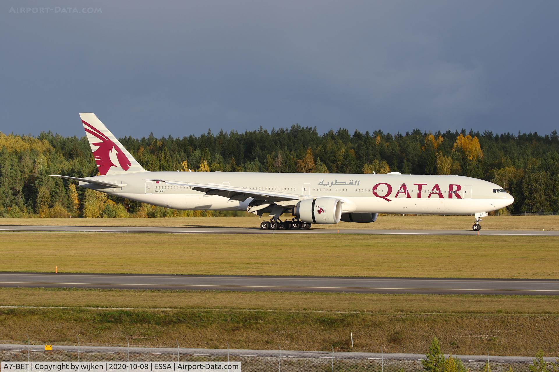 A7-BET, 2018 Boeing 777-3DZ/ER C/N 64087, RWY 19L