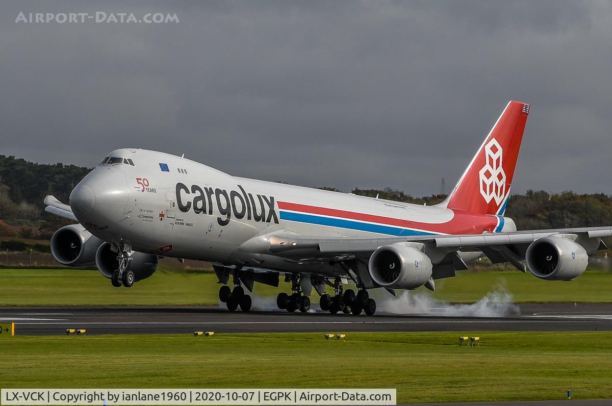 LX-VCK, 2014 Boeing 747-8R7F C/N 38078, at Prestwick