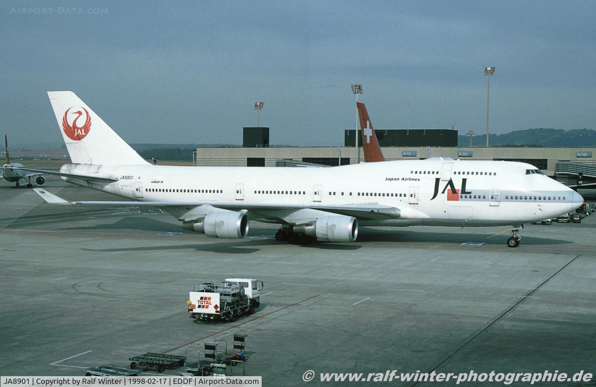 JA8901, 1992 Boeing 747-446 C/N 26343, Boeing 747-446 - JL JAL Japan Airlines - 26343 - JA-8901 - 17.02.1998 - FRA