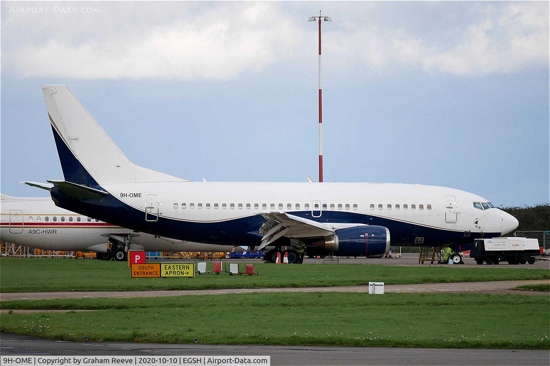 9H-OME, 1991 Boeing 737-505 C/N 24274, Parked at Norwich.