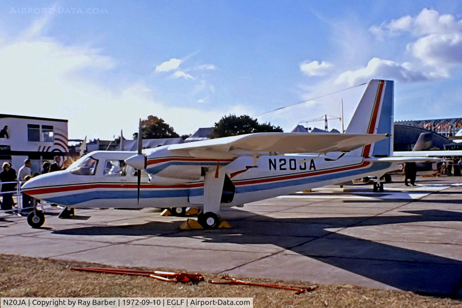 N20JA, 1972 Britten-Norman BN-2A-9R Islander C/N 307, N20JA   Britten-Norman BN-2A-9 Islander [0307] (Jonas Aircraft) Farnborough~G 10/09/1972