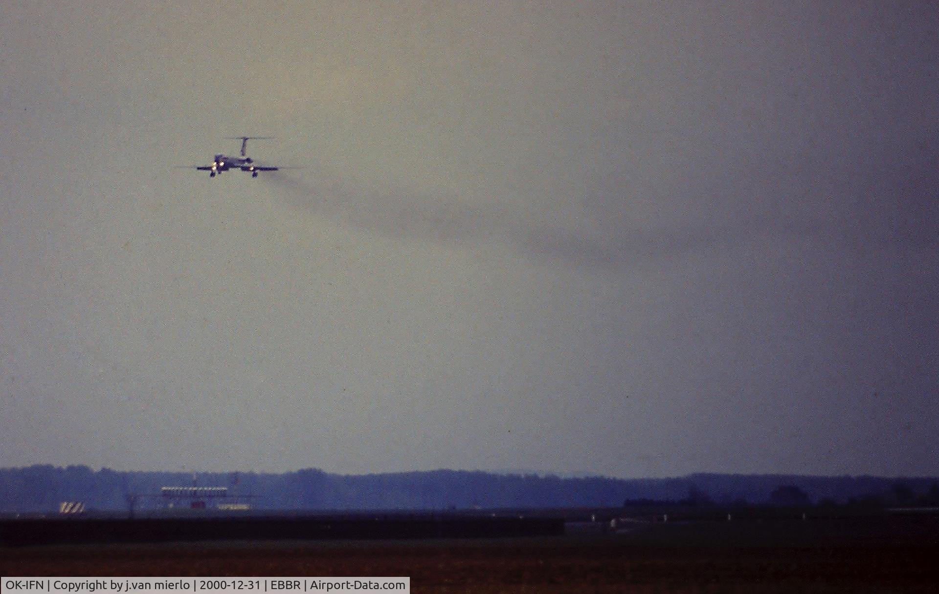 OK-IFN, 1979 Tupolev Tu-134A C/N 8360282, One first saw smoke at the horizon.... Approaching EBBR25L scan from slide