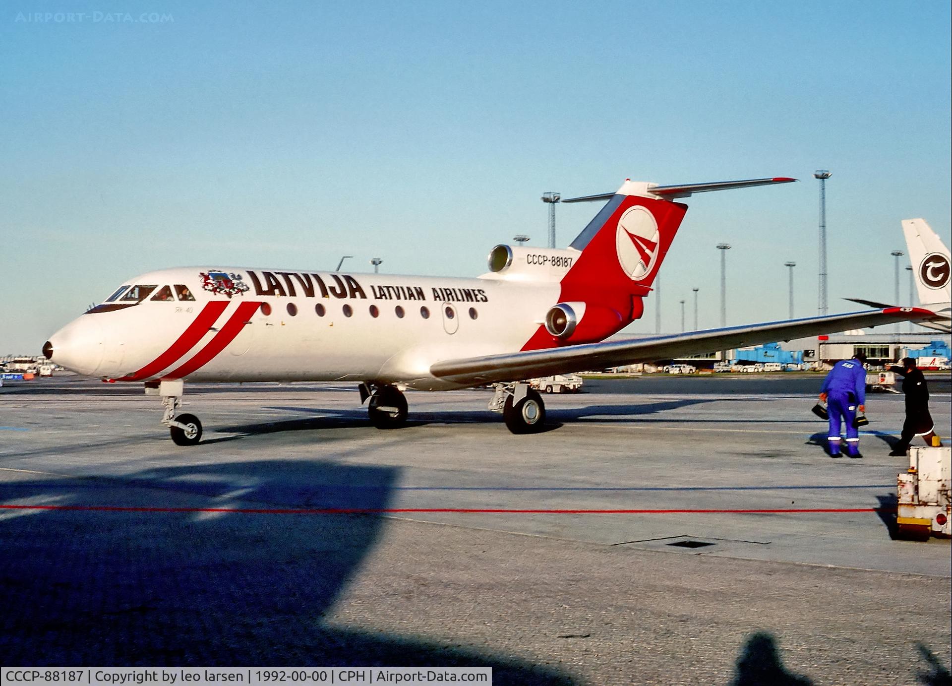 CCCP-88187, 1976 Yakovlev Yak-40 C/N 9620748, Copenhagen 1992