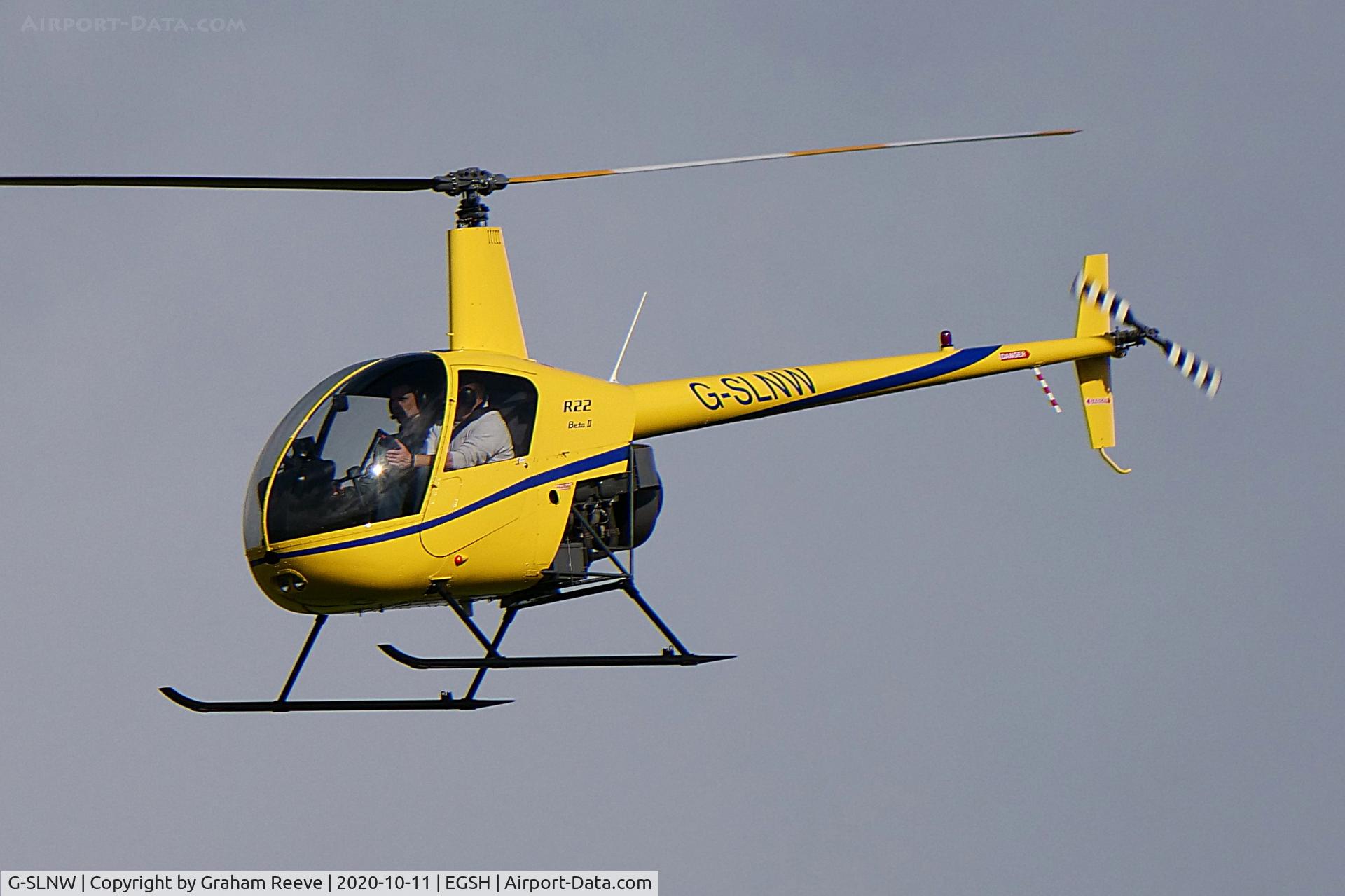 G-SLNW, 2003 Robinson R22 Beta II C/N 3524, On approach to Norwich.