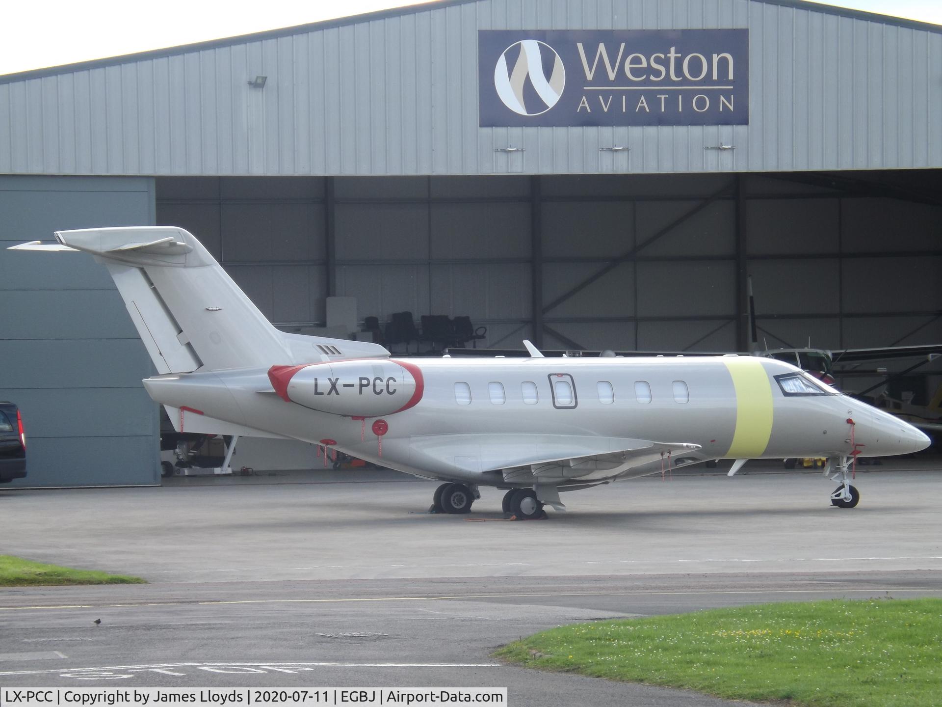 LX-PCC, 2019 Pilatus PC-24 C/N 143, Night stopping at Gloucestershire Airport.