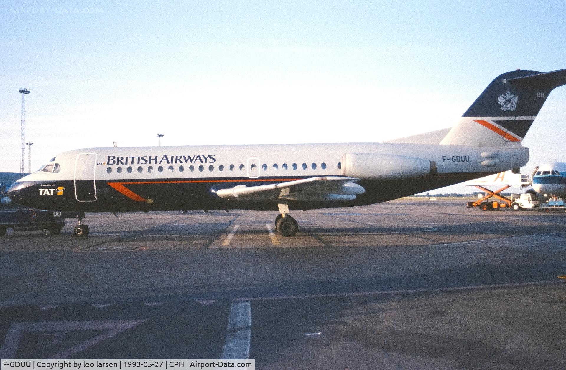 F-GDUU, 1976 Fokker F-28-2000 Fellowship C/N 11108, Copenhagen 27.5.1993