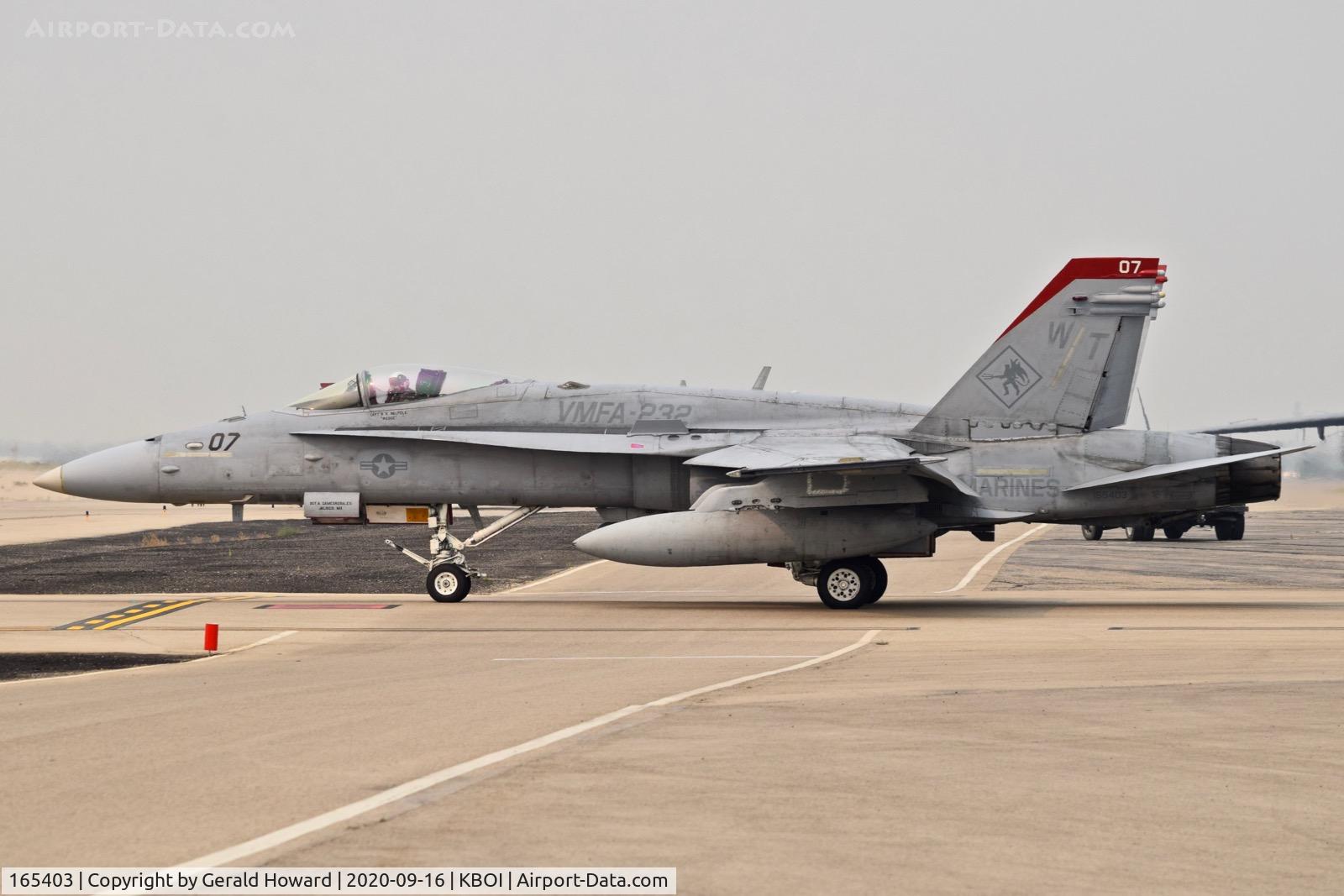 165403, McDonnell Douglas F/A-18C Hornet C/N 1428/C460, (WT-07) Taxiing off north GA ramp. VMFA-232 