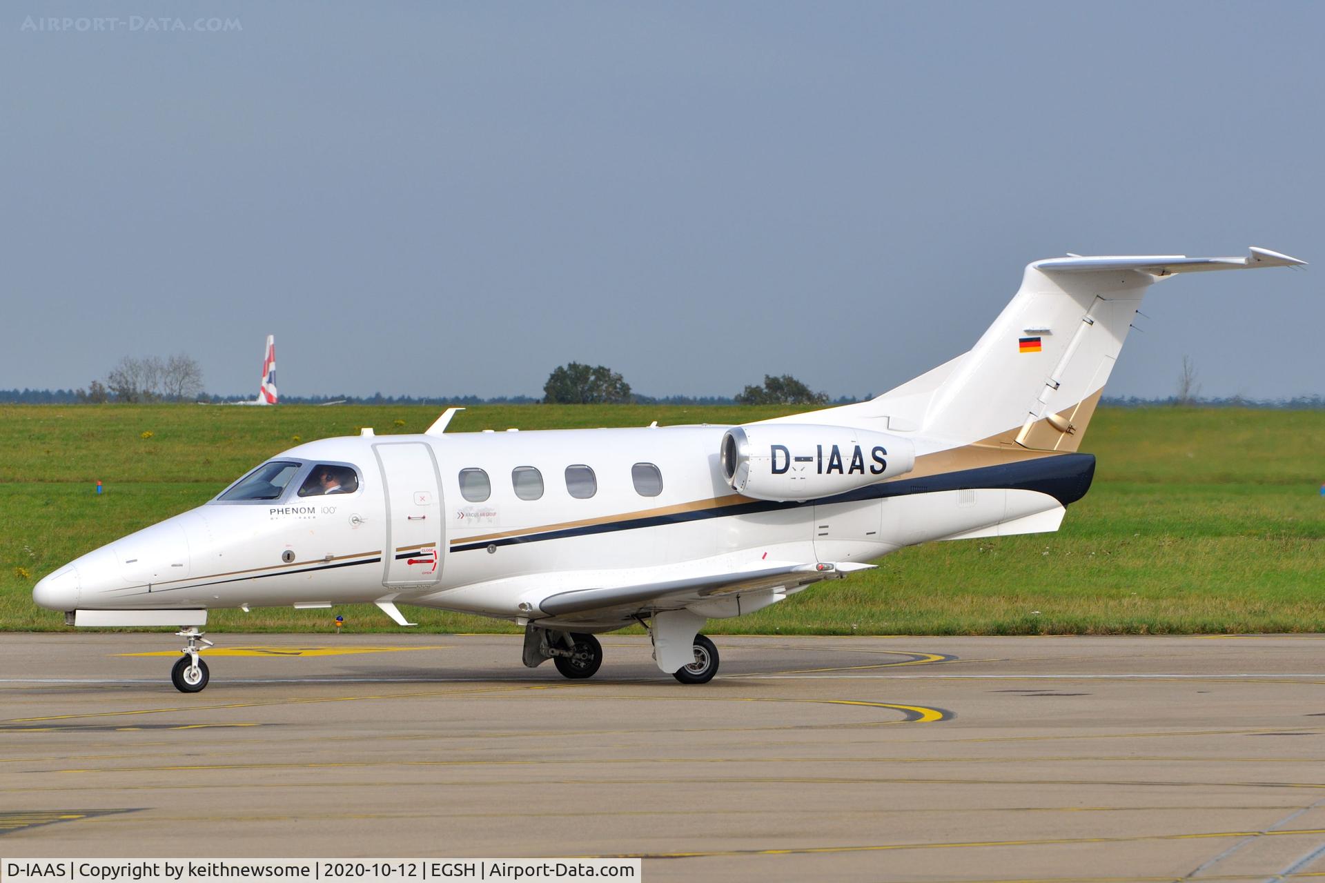D-IAAS, 2010 Embraer EMB-500 Phenom 100 C/N 50000132, Arriving at Norwich.