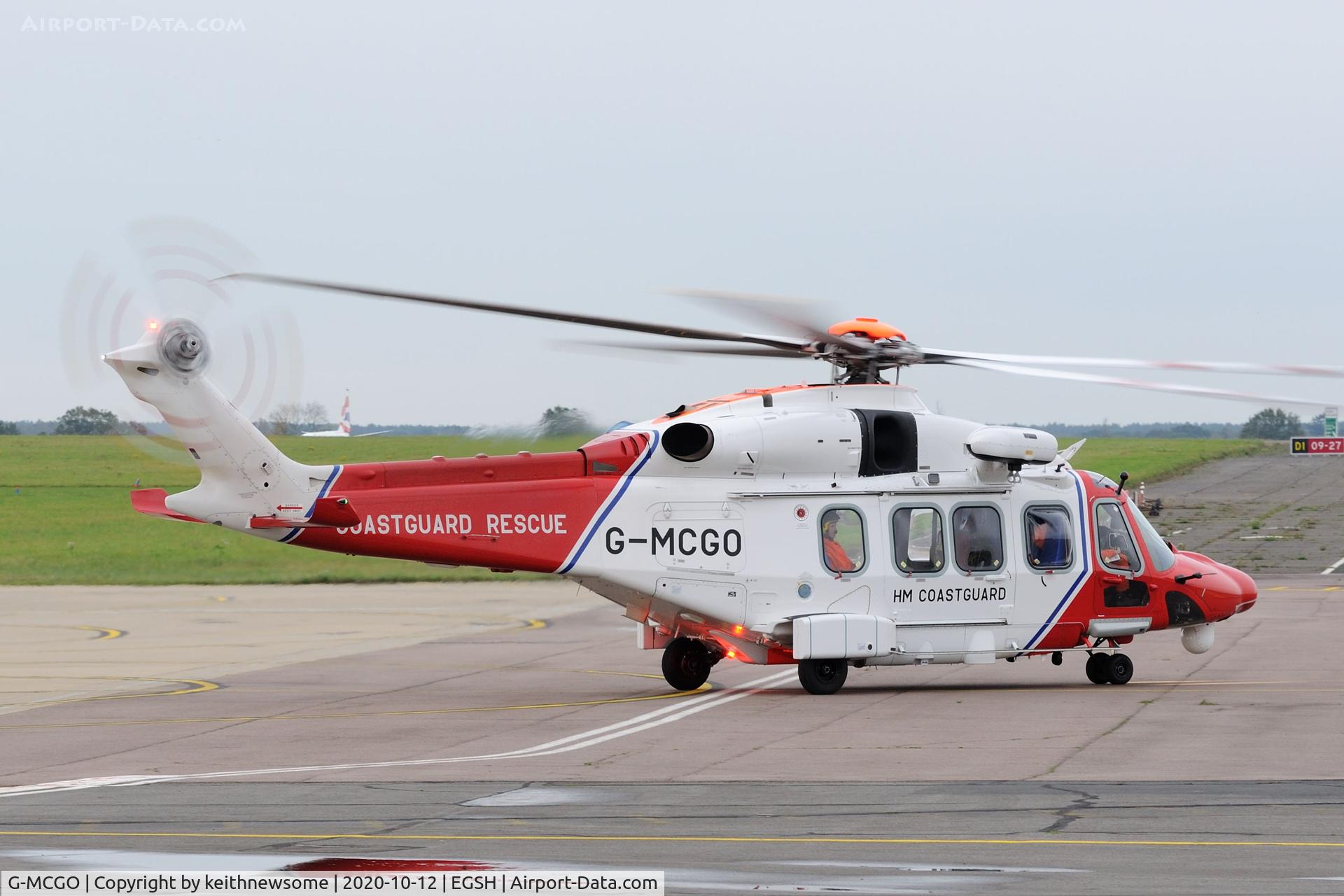 G-MCGO, 2014 AgustaWestland AW189 C/N 92002, Leaving Norwich.