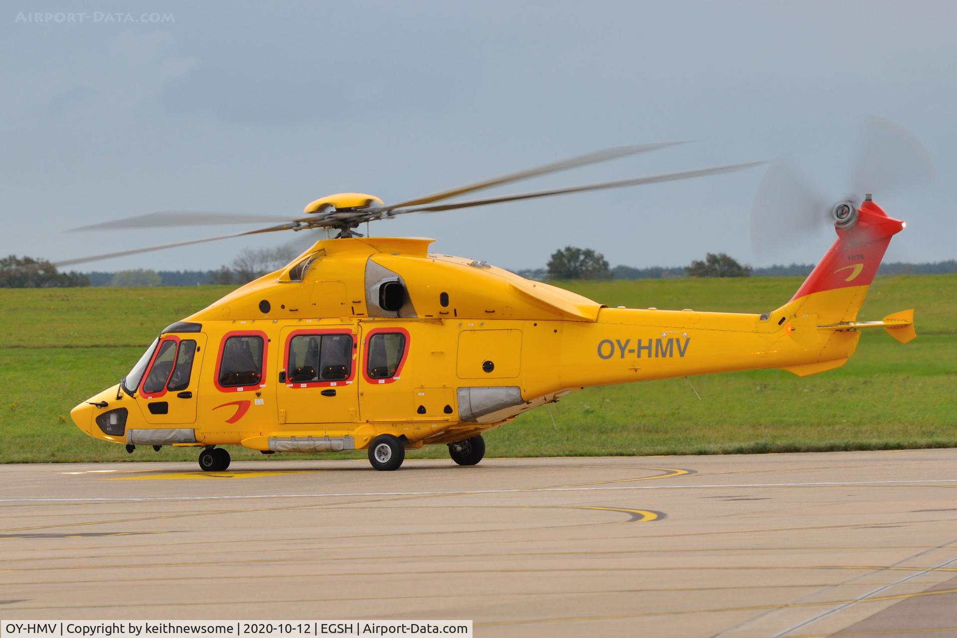 OY-HMV, 2016 Airbus Helicopters EC-175B C/N 5016, Arriving at Norwich from Esbjerg.