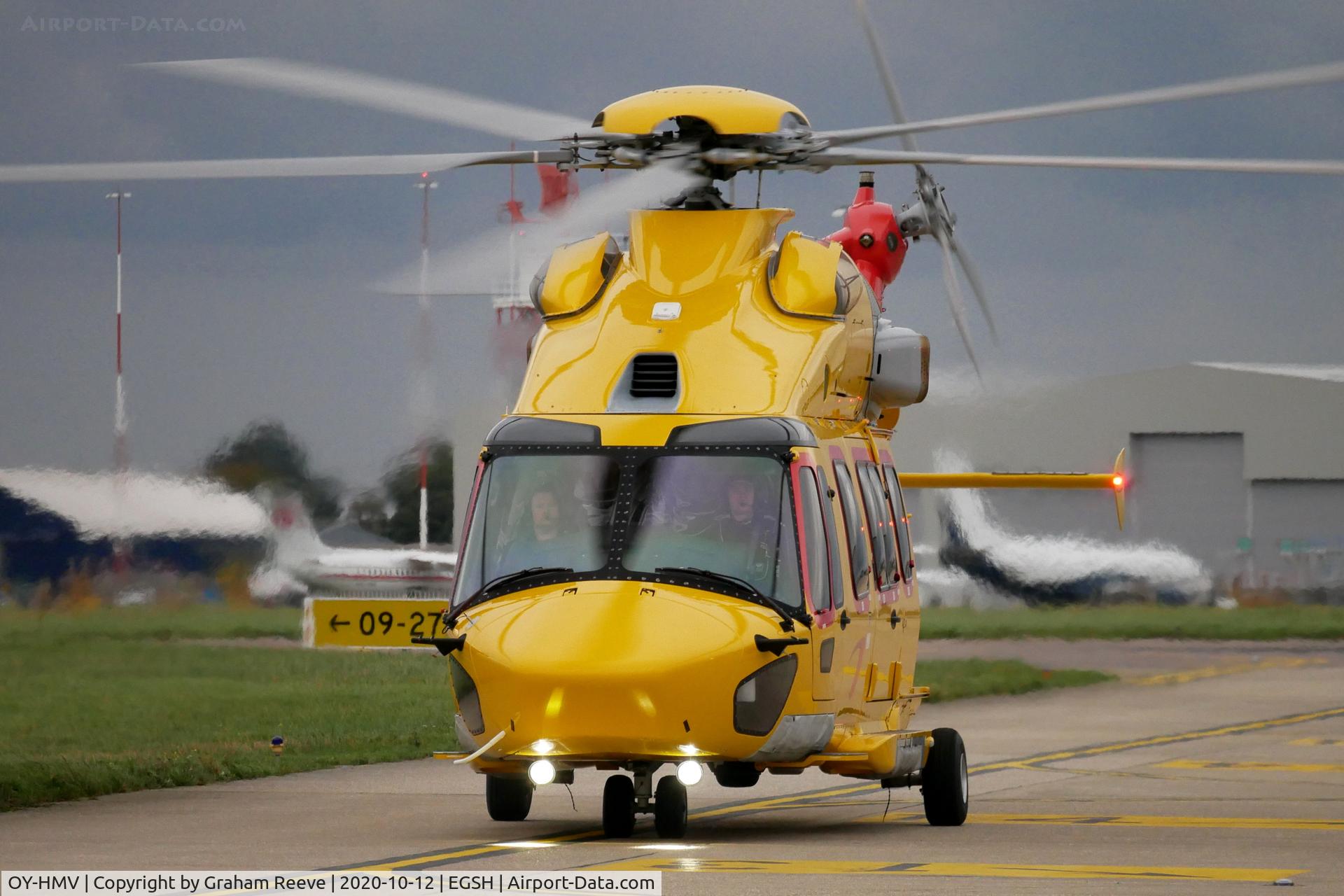 OY-HMV, 2016 Airbus Helicopters EC-175B C/N 5016, Just landed at Norwich.